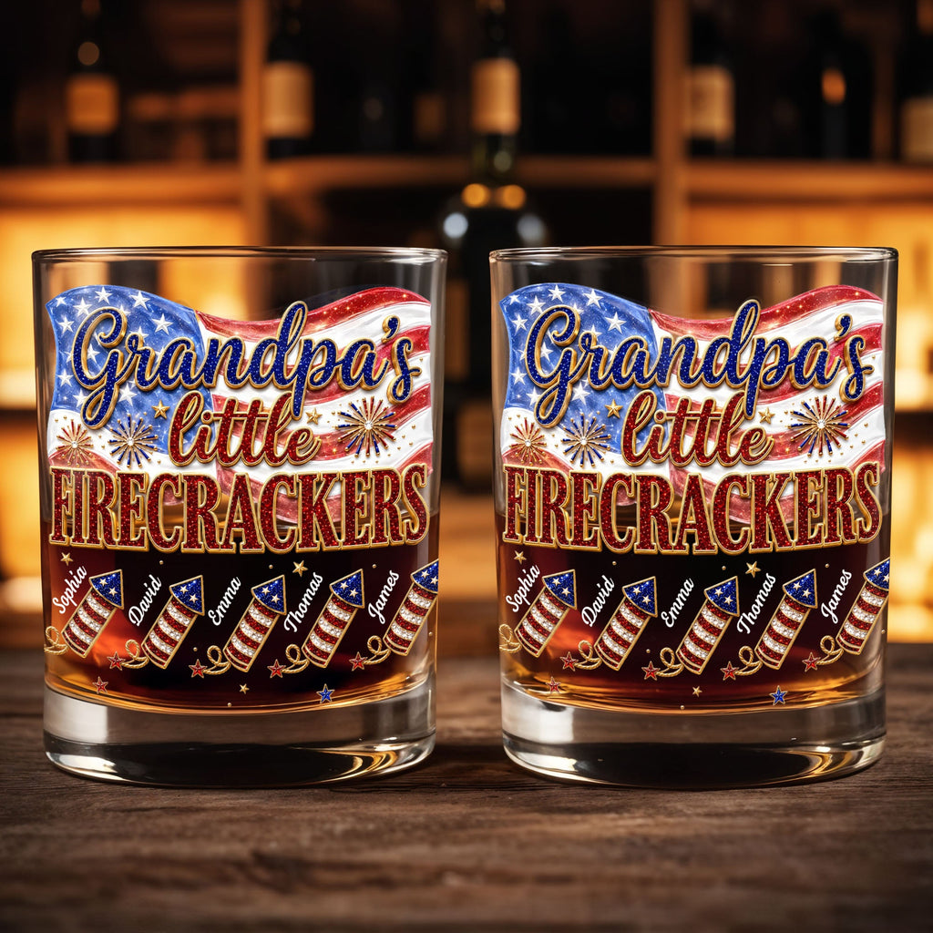 Personalized Whiskey Glass Patriotic American Flag Gift for Grandpa Whiskey Glass GradoCreations