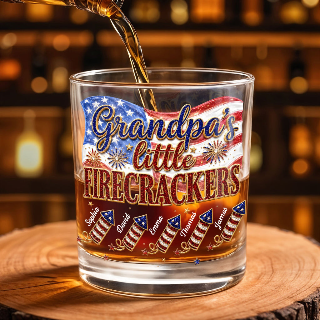Personalized Whiskey Glass Patriotic American Flag Gift for Grandpa Whiskey Glass GradoCreations