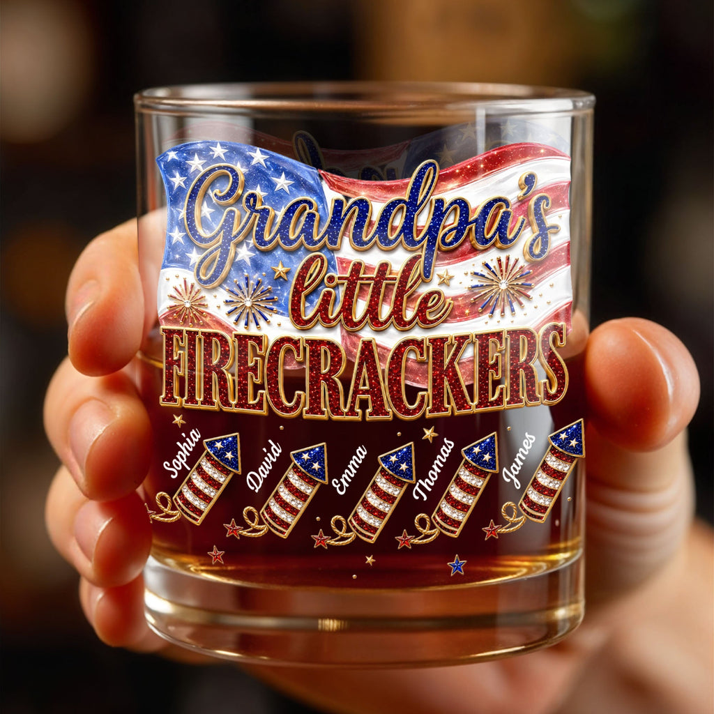 Personalized Whiskey Glass Patriotic American Flag Gift for Grandpa Whiskey Glass GradoCreations