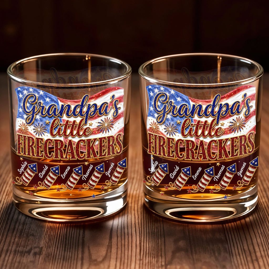 Personalized Whiskey Glass Patriotic American Flag Gift for Grandpa Whiskey Glass GradoCreations