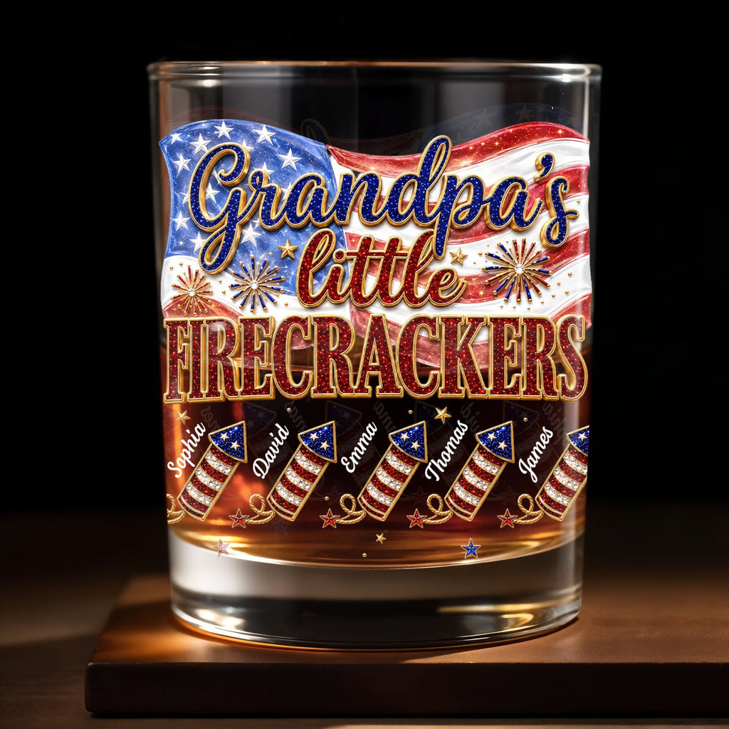 Personalized Whiskey Glass Patriotic American Flag Gift for Grandpa Whiskey Glass GradoCreations