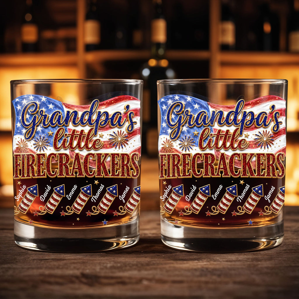 Personalized Whiskey Glass Patriotic American Flag Gift for Grandpa Whiskey Glass GradoCreations