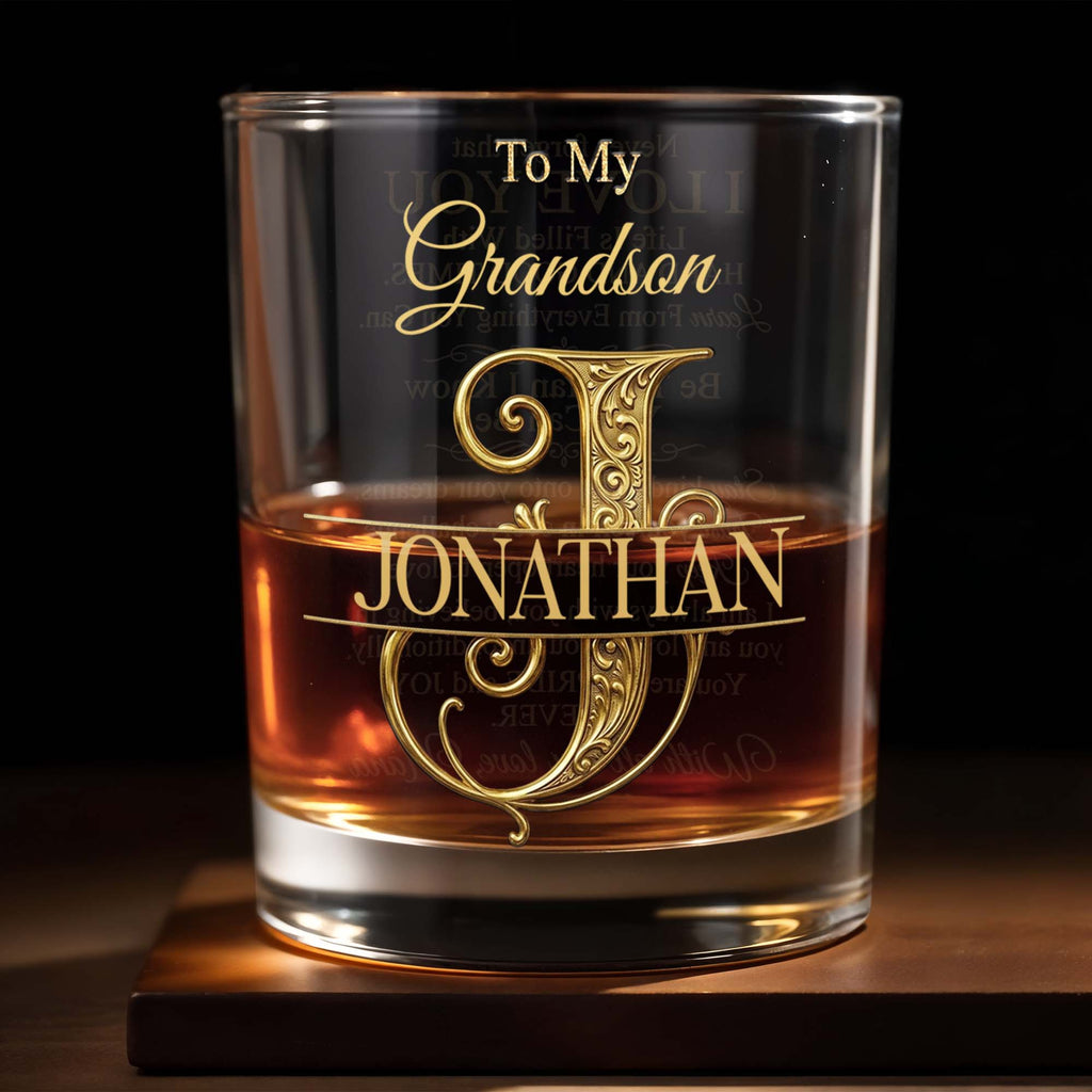 Personalized Custom Whiskey Glass with Monogram for Grandson Whiskey Glass GradoCreations