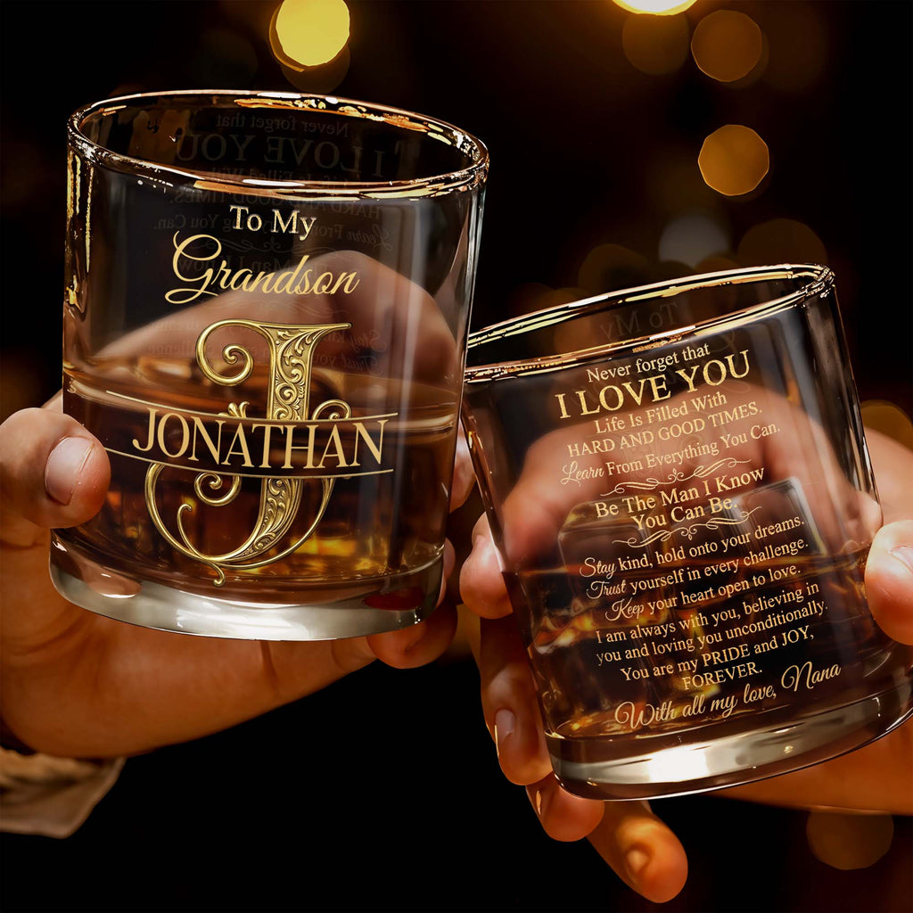 Personalized Custom Whiskey Glass with Monogram for Grandson Whiskey Glass GradoCreations