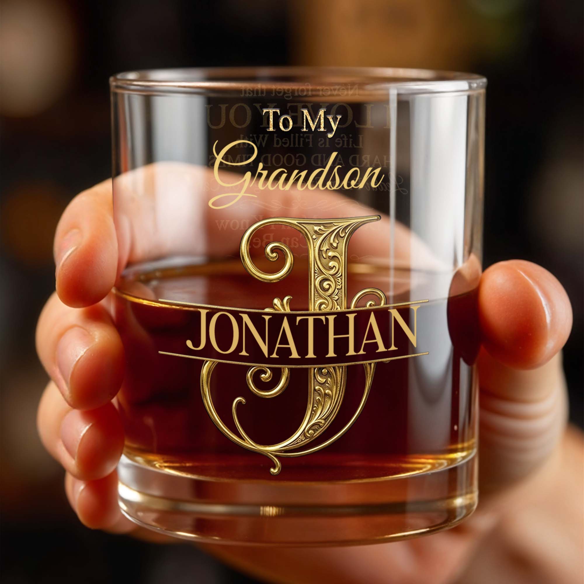 Personalized Custom Whiskey Glass with Monogram for Grandson Whiskey Glass GradoCreations