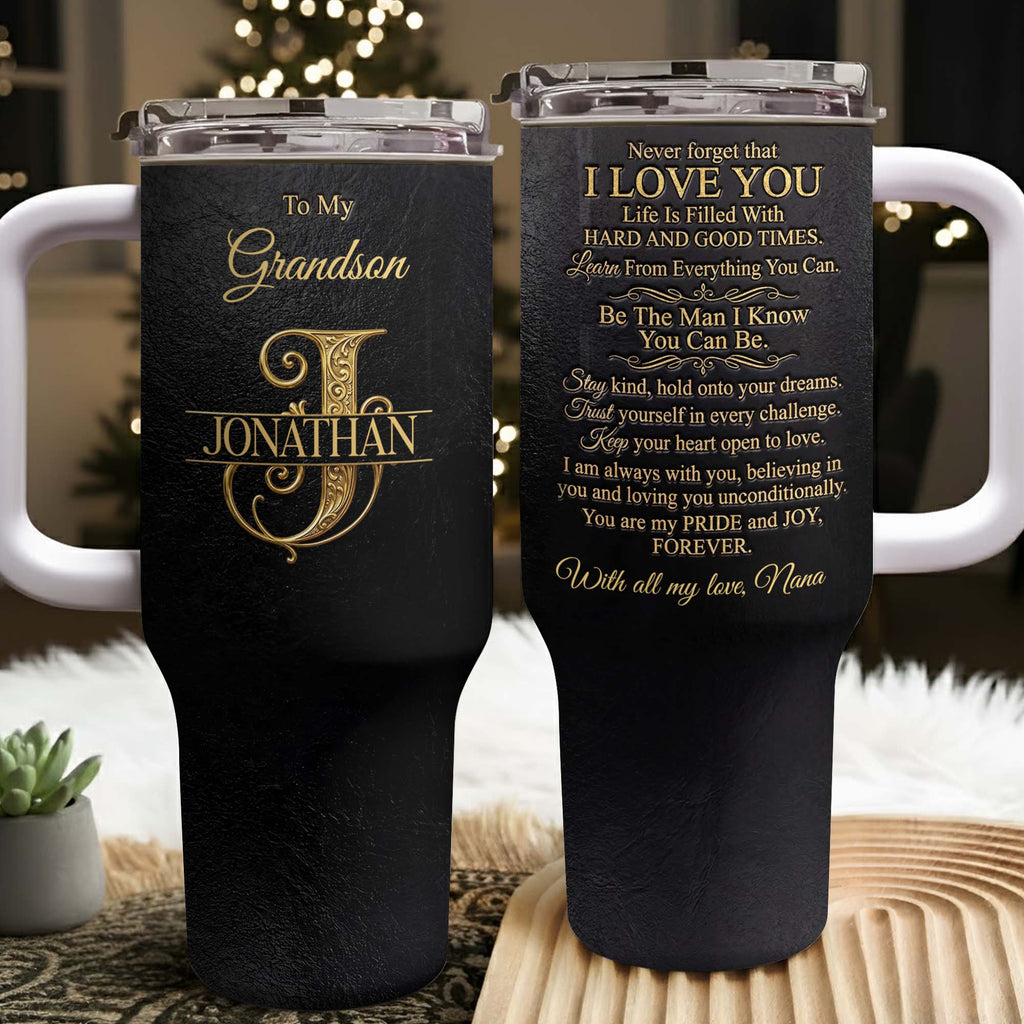 Personalized 40oz Insulated Tumbler Custom Name Gift for Grandson 40oz Tumbler GradoCreations
