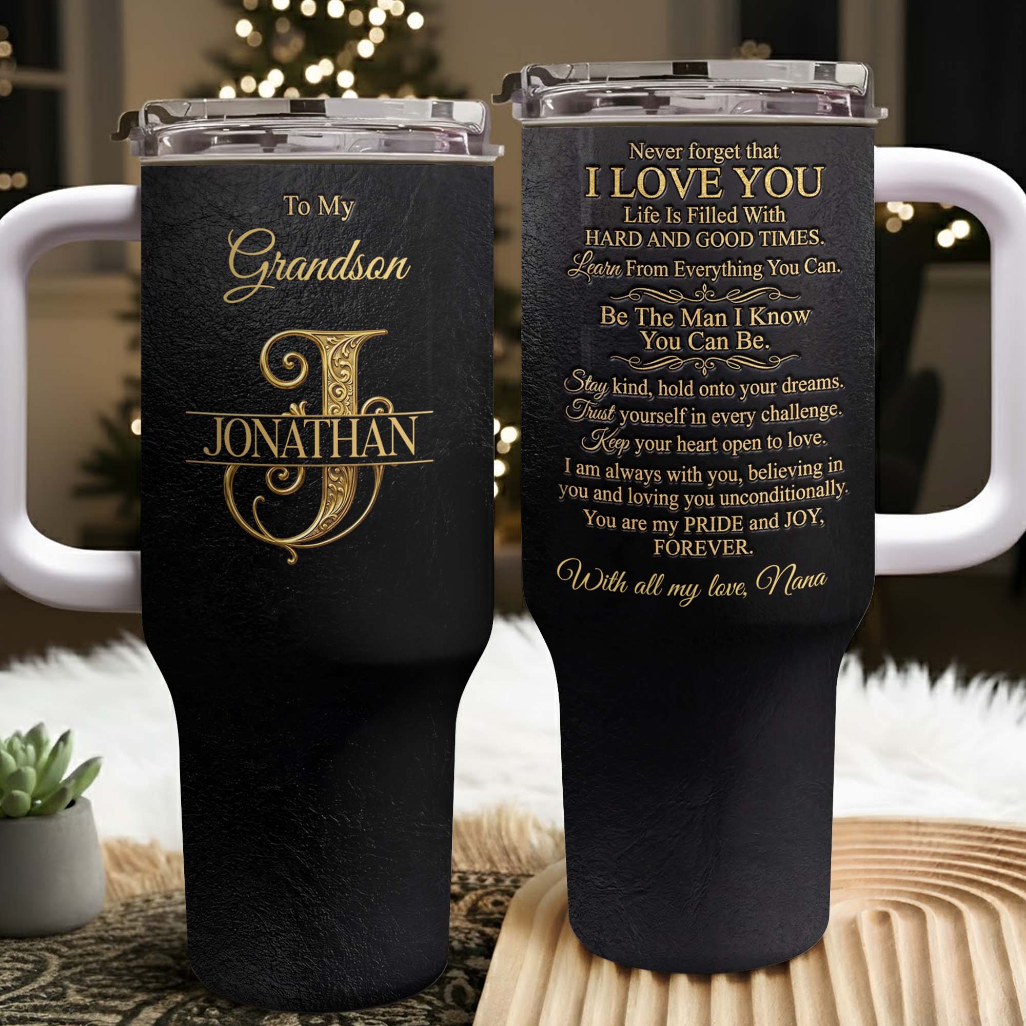 Personalized 40oz Insulated Tumbler Custom Name Gift for Grandson 40oz Tumbler GradoCreations