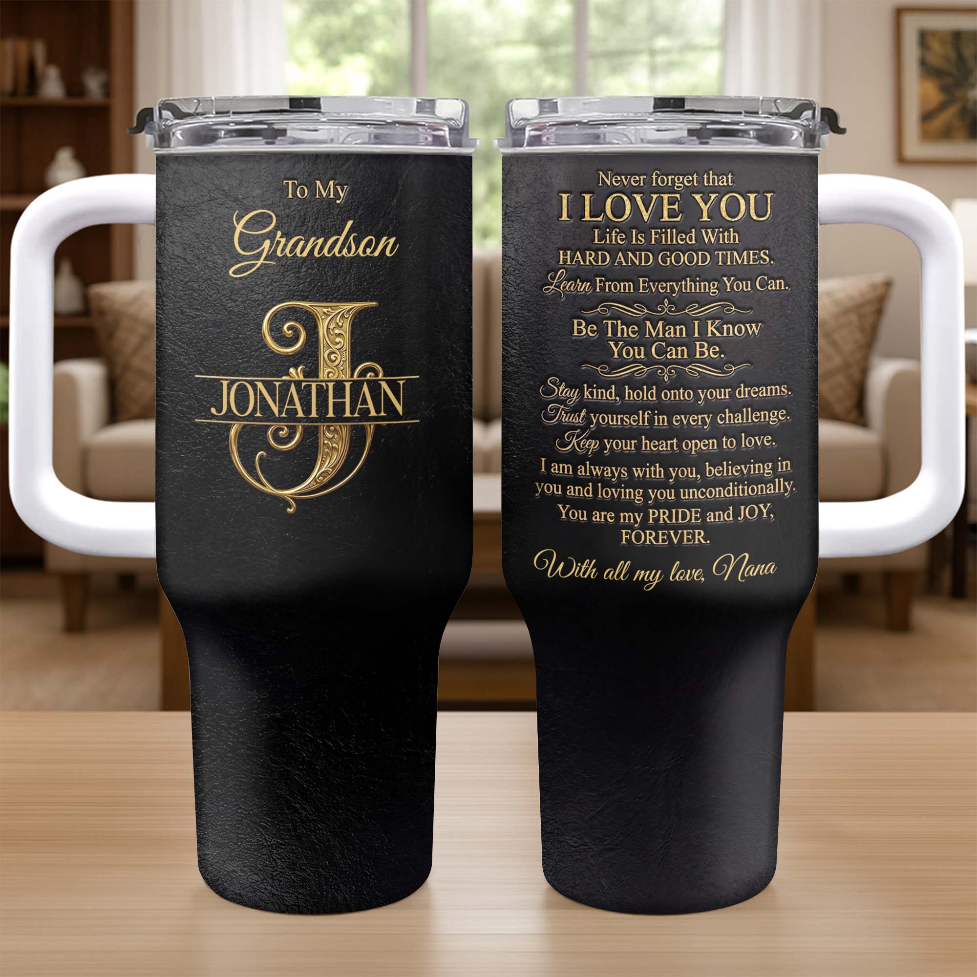 Personalized 40oz Insulated Tumbler Custom Name Gift for Grandson 40oz Tumbler GradoCreations
