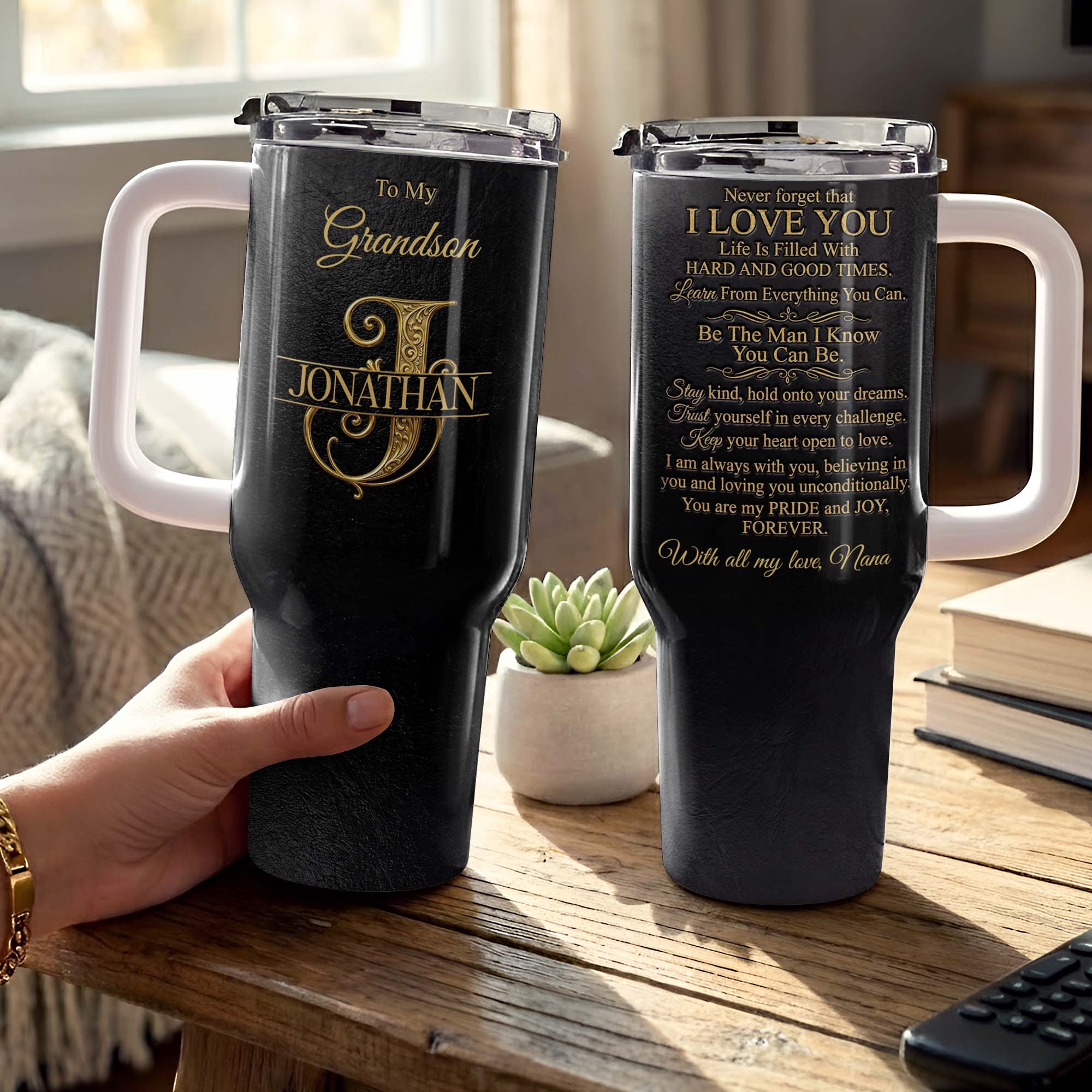 Personalized 40oz Insulated Tumbler Custom Name Gift for Grandson 40oz Tumbler GradoCreations