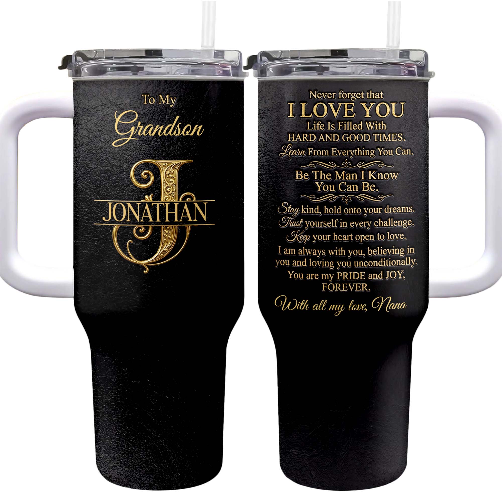 Personalized 40oz Insulated Tumbler Custom Name Gift for Grandson 40oz Tumbler GradoCreations