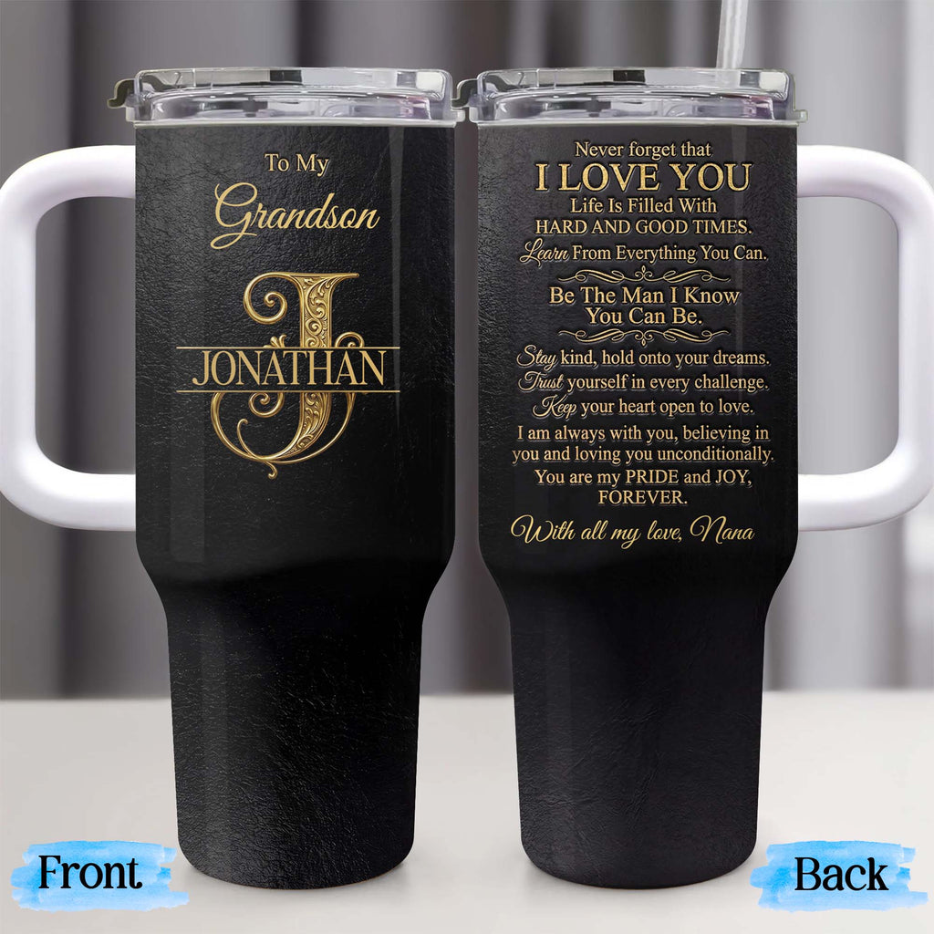 Personalized 40oz Insulated Tumbler Custom Name Gift for Grandson 40oz Tumbler GradoCreations