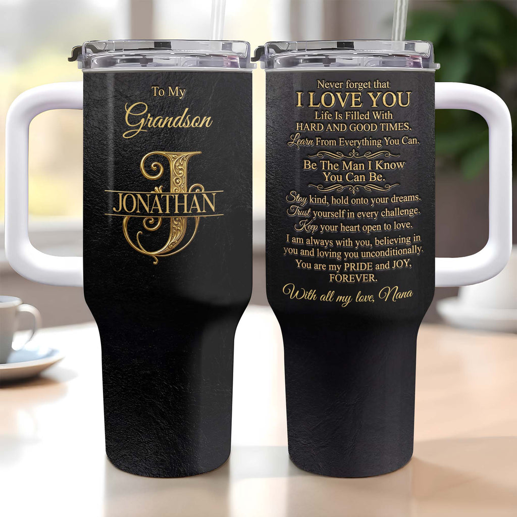 Personalized 40oz Insulated Tumbler Custom Name Gift for Grandson 40oz Tumbler GradoCreations