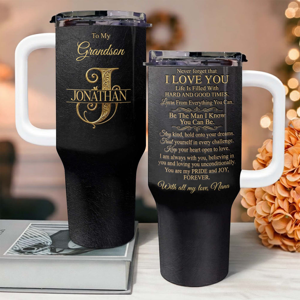 Personalized 40oz Insulated Tumbler Custom Name Gift for Grandson 40oz Tumbler GradoCreations