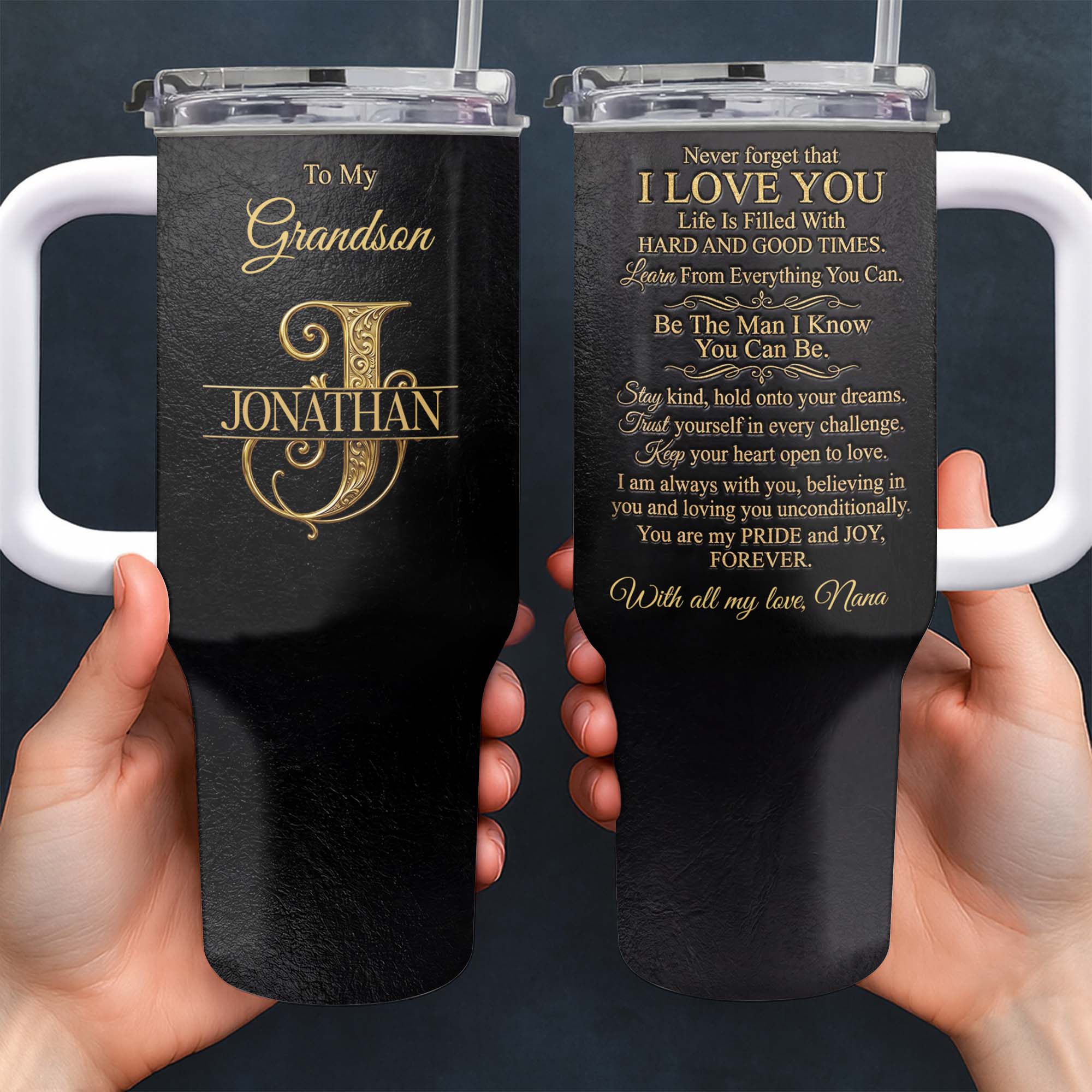 Personalized 40oz Insulated Tumbler Custom Name Gift for Grandson 40oz Tumbler GradoCreations