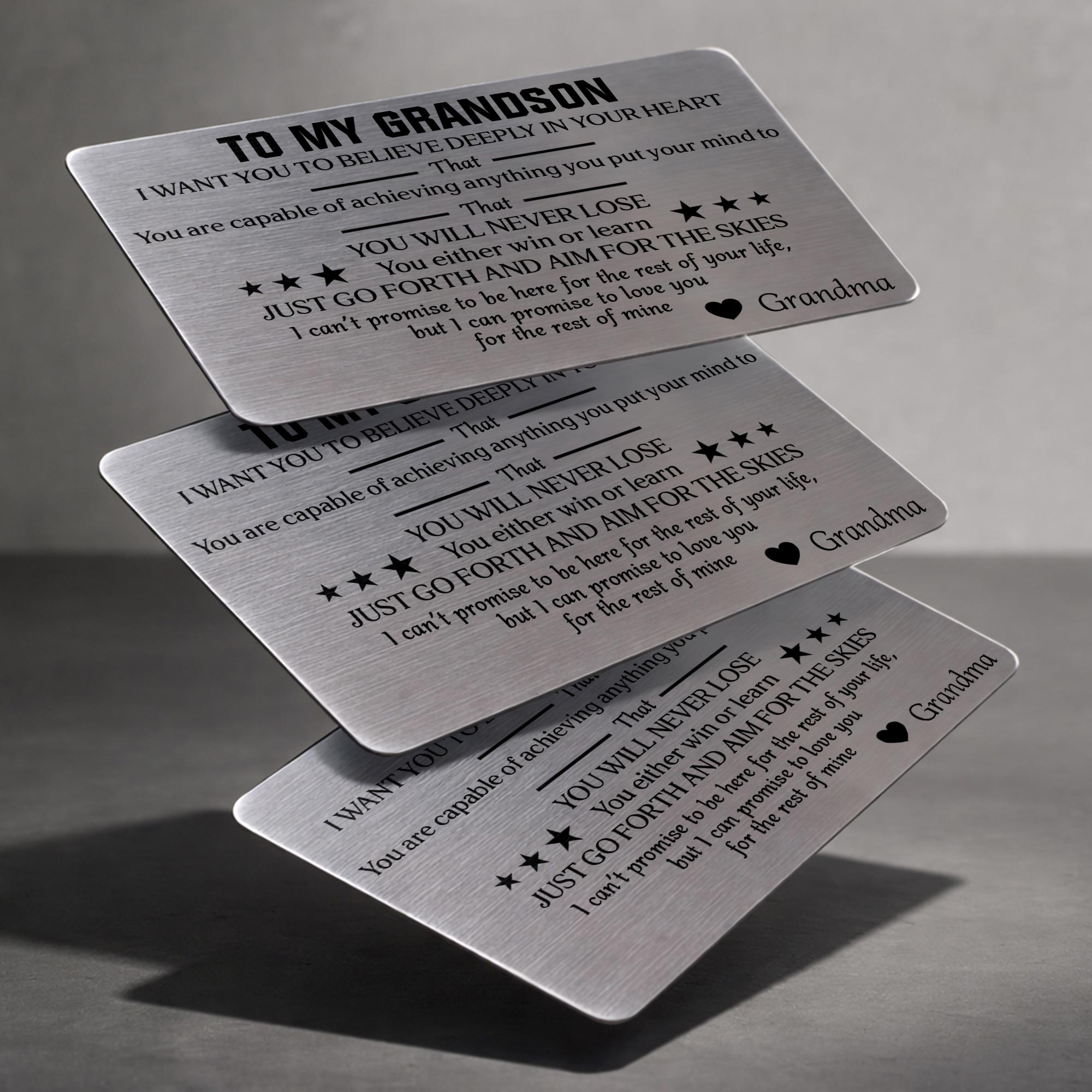 Personalized Aluminum Wallet Card Custom Message for Grandson Wallet Card GradoCreations