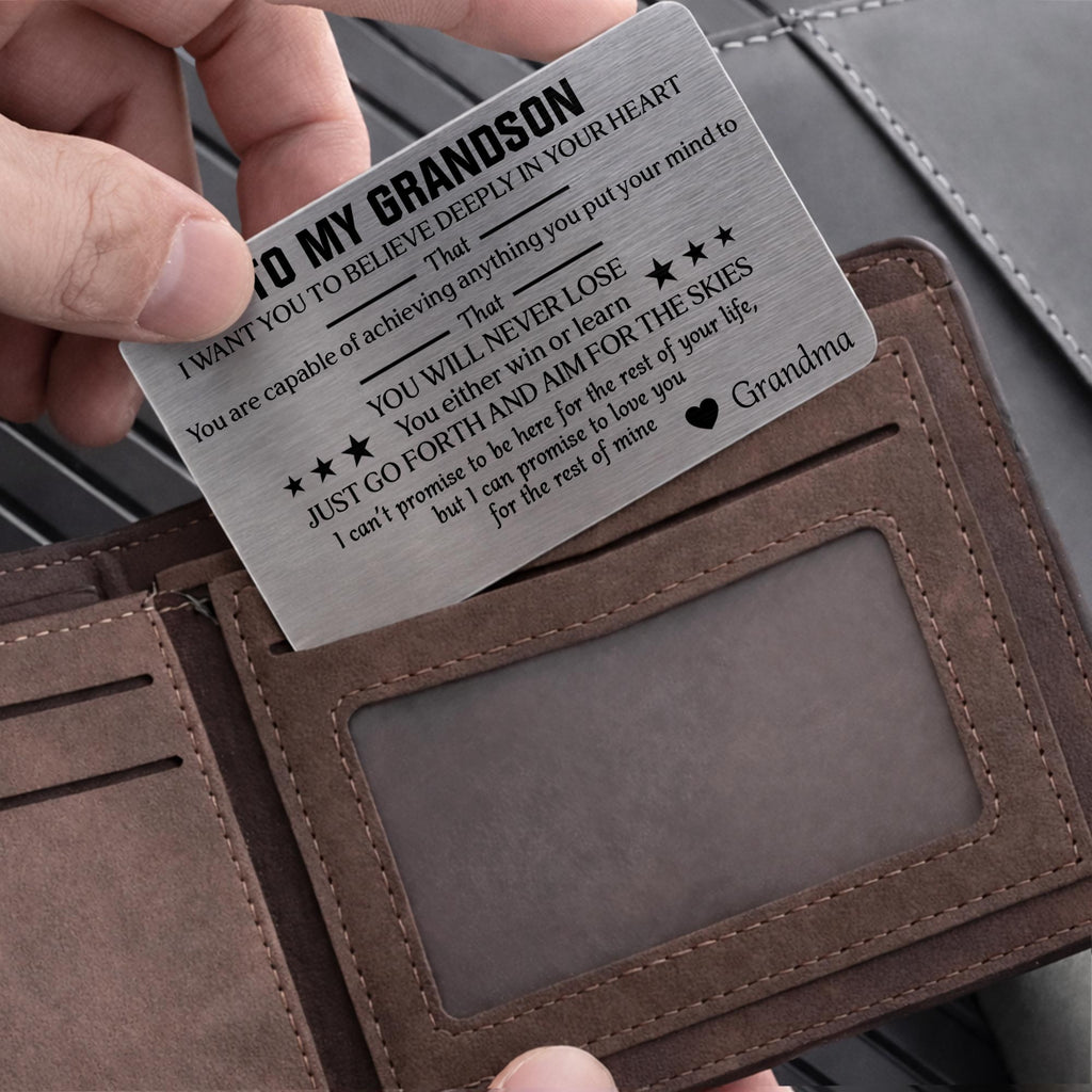Personalized Aluminum Wallet Card Custom Message for Grandson Wallet Card GradoCreations