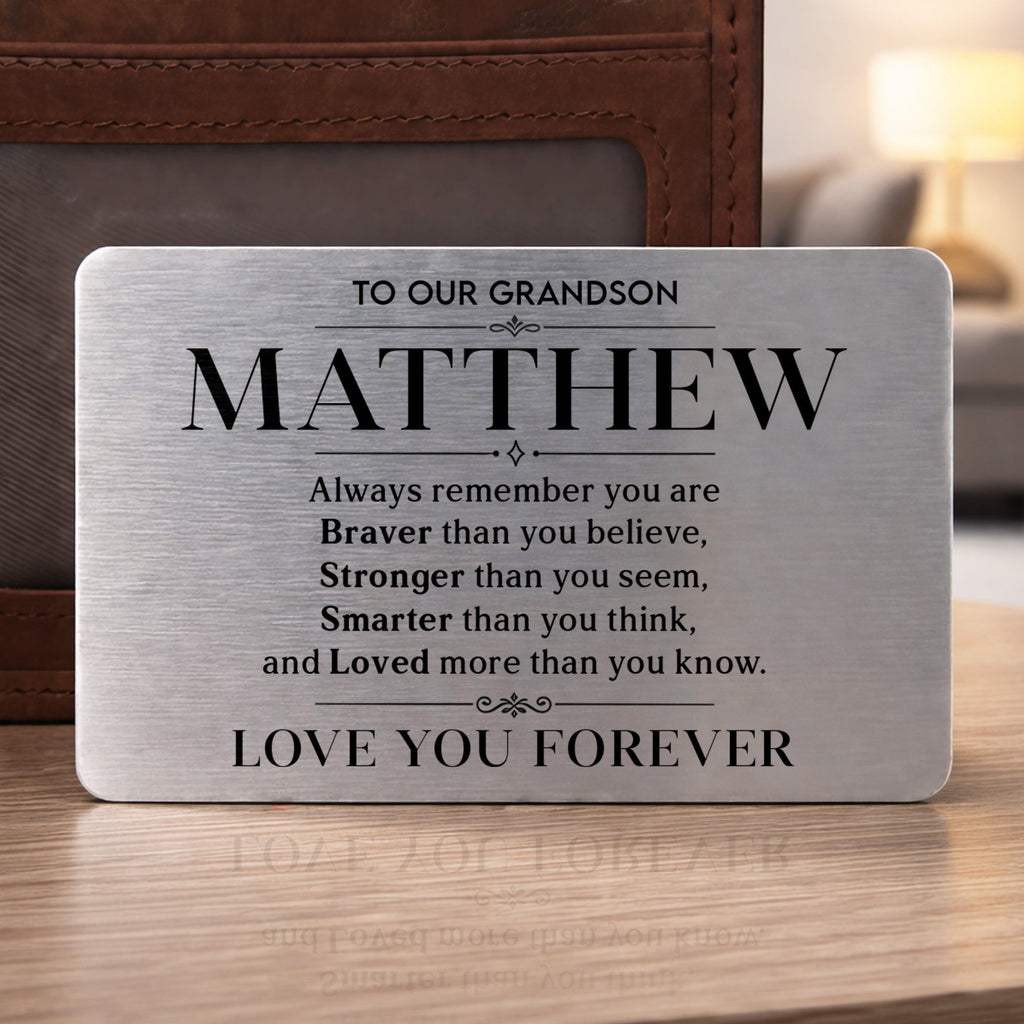 Personalized Aluminum Wallet Card Gift for Grandson Wallet Card GradoCreations