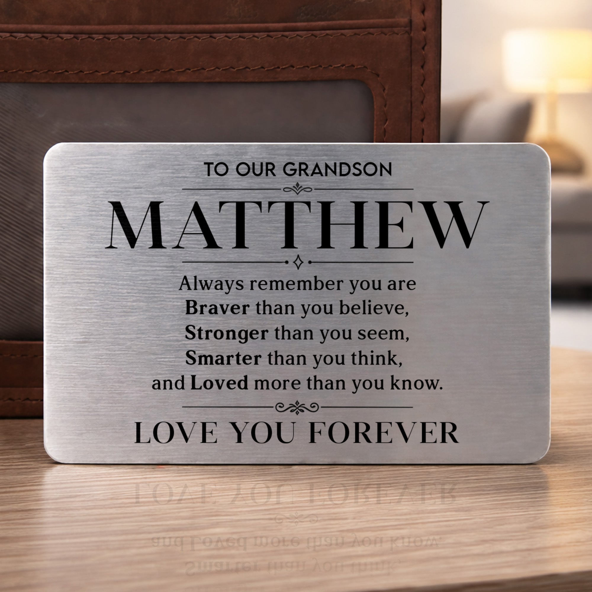 Personalized Aluminum Wallet Card Gift for Grandson Wallet Card GradoCreations