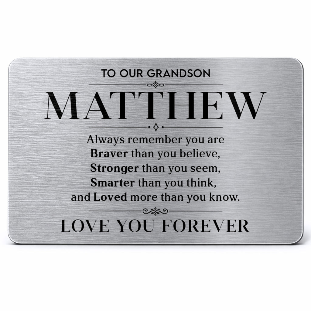 Personalized Aluminum Wallet Card Gift for Grandson Wallet Card GradoCreations