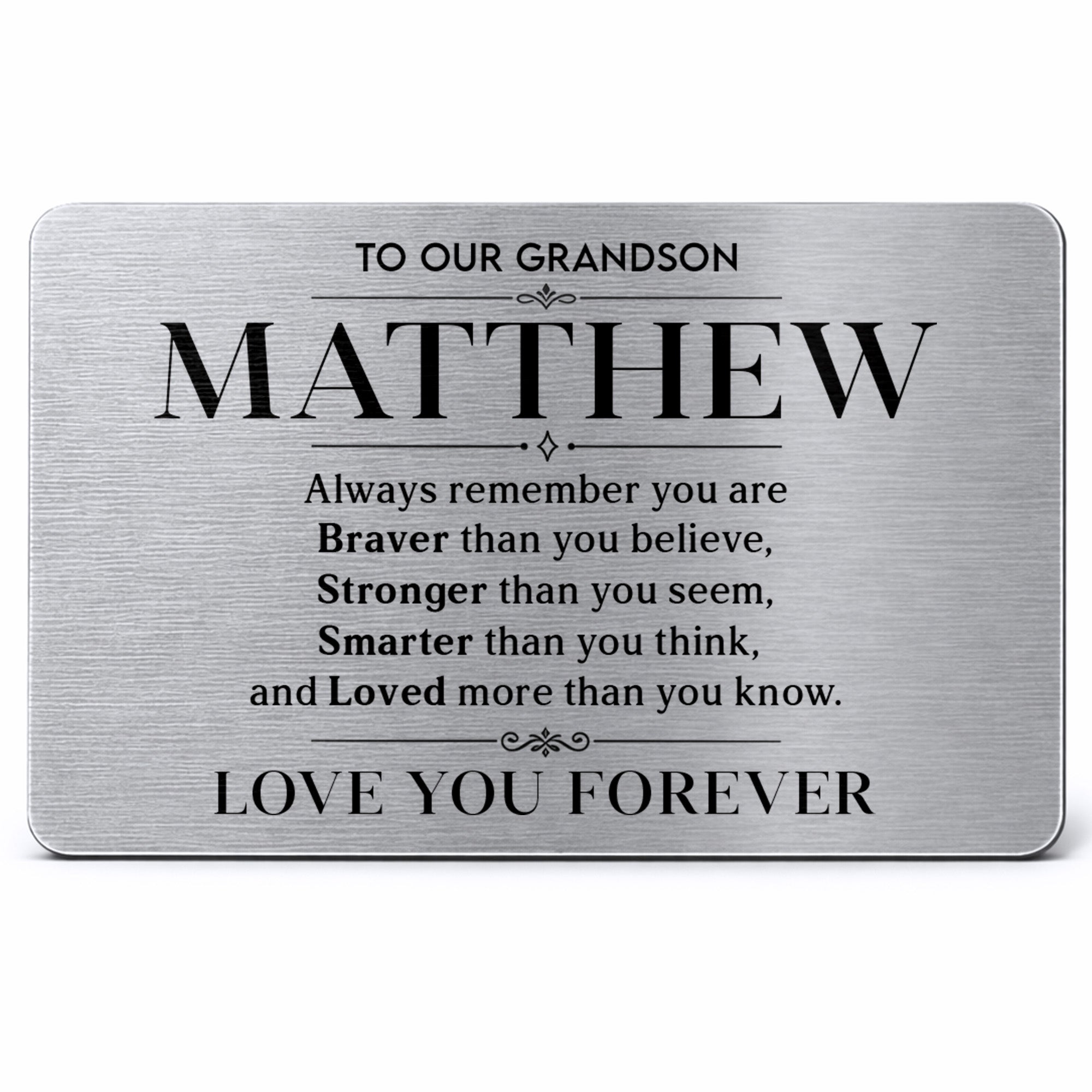 Personalized Aluminum Wallet Card Gift for Grandson Wallet Card GradoCreations