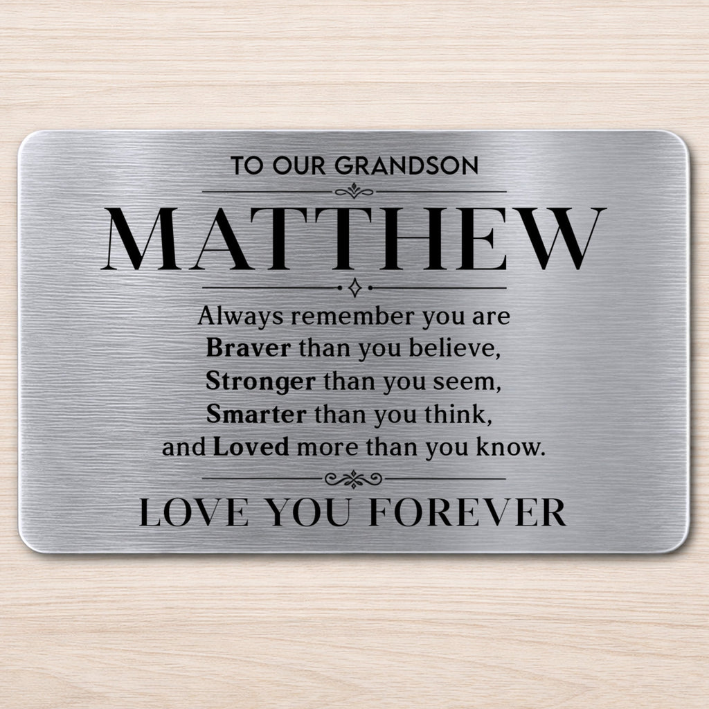 Personalized Aluminum Wallet Card Gift for Grandson Wallet Card GradoCreations