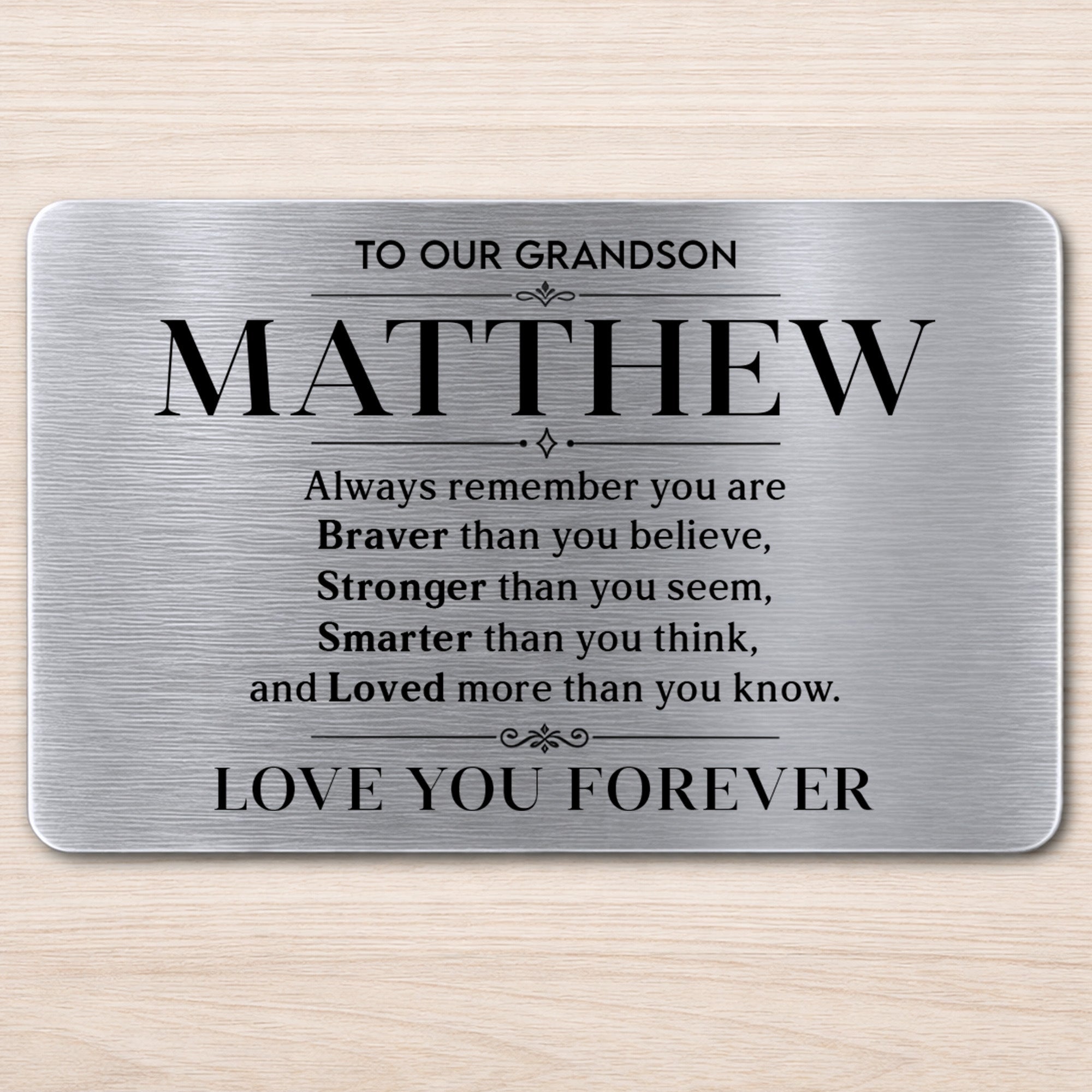 Personalized Aluminum Wallet Card Gift for Grandson Wallet Card GradoCreations