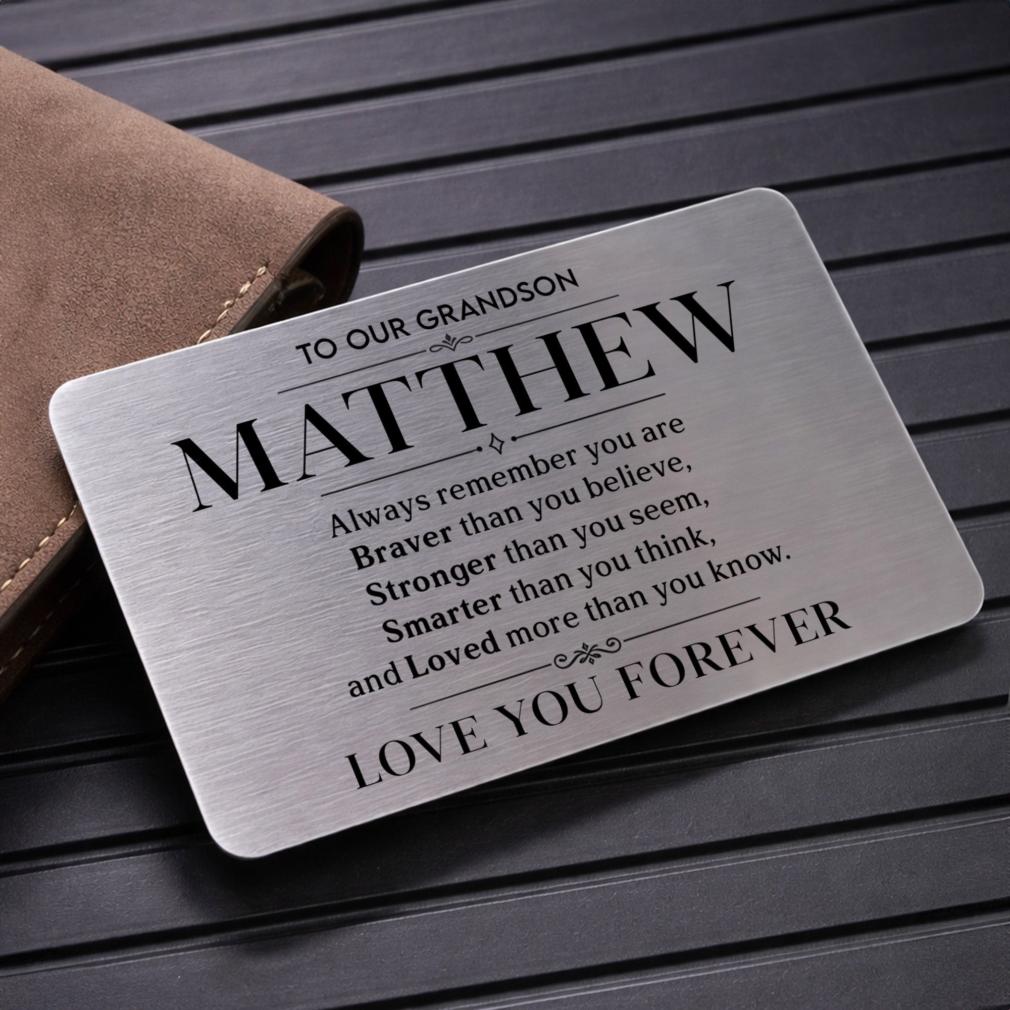Personalized Aluminum Wallet Card Gift for Grandson Wallet Card GradoCreations