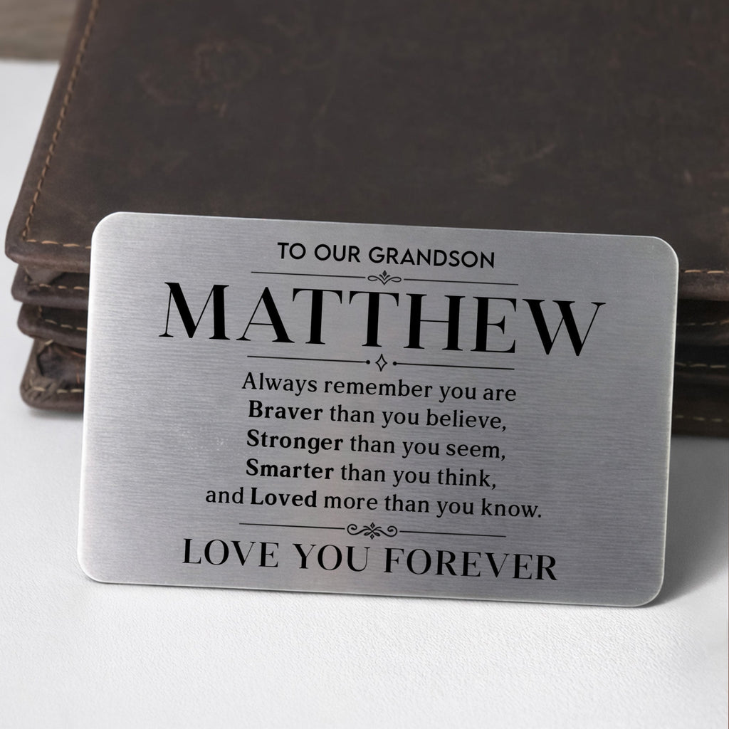 Personalized Aluminum Wallet Card Gift for Grandson Wallet Card GradoCreations