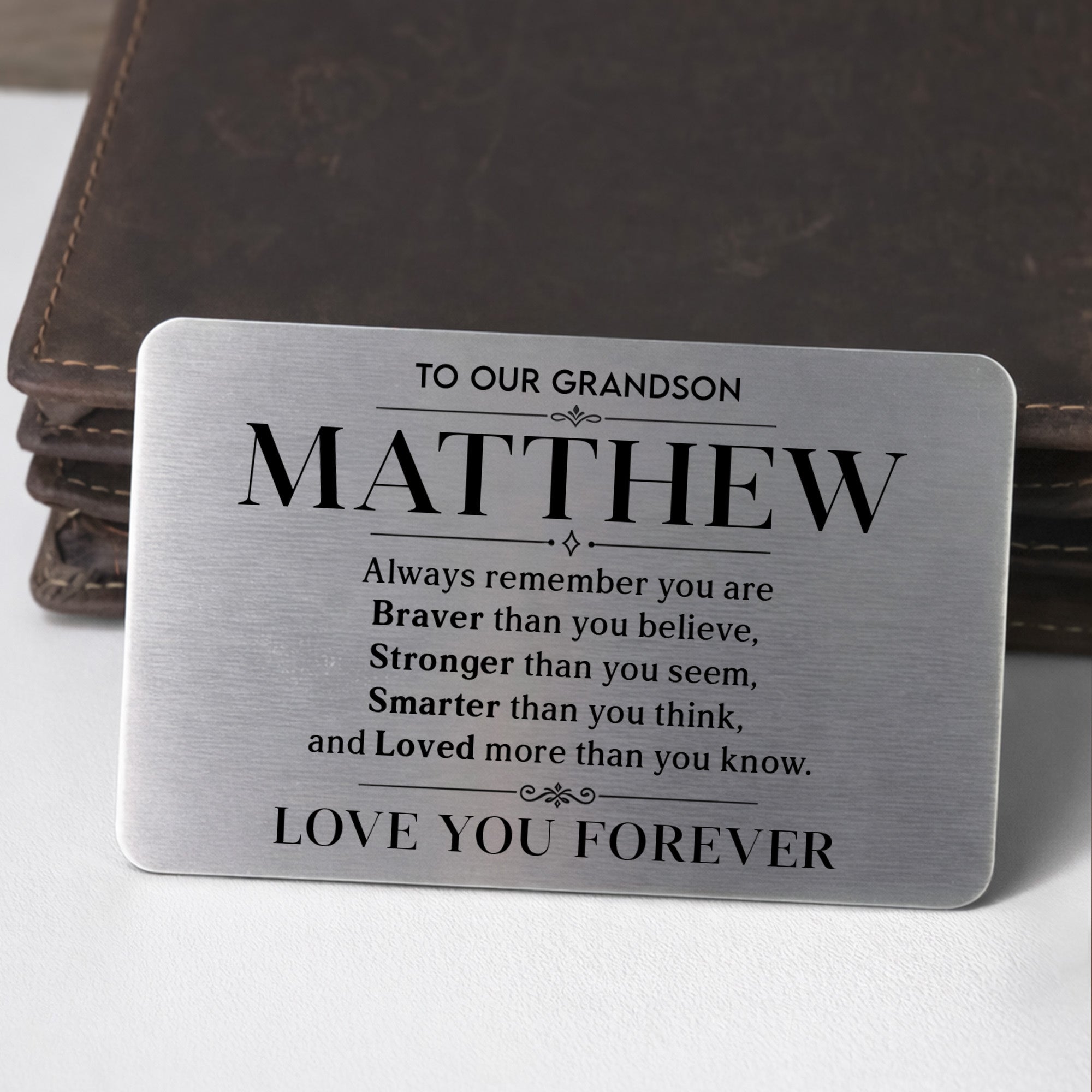 Personalized Aluminum Wallet Card Gift for Grandson Wallet Card GradoCreations