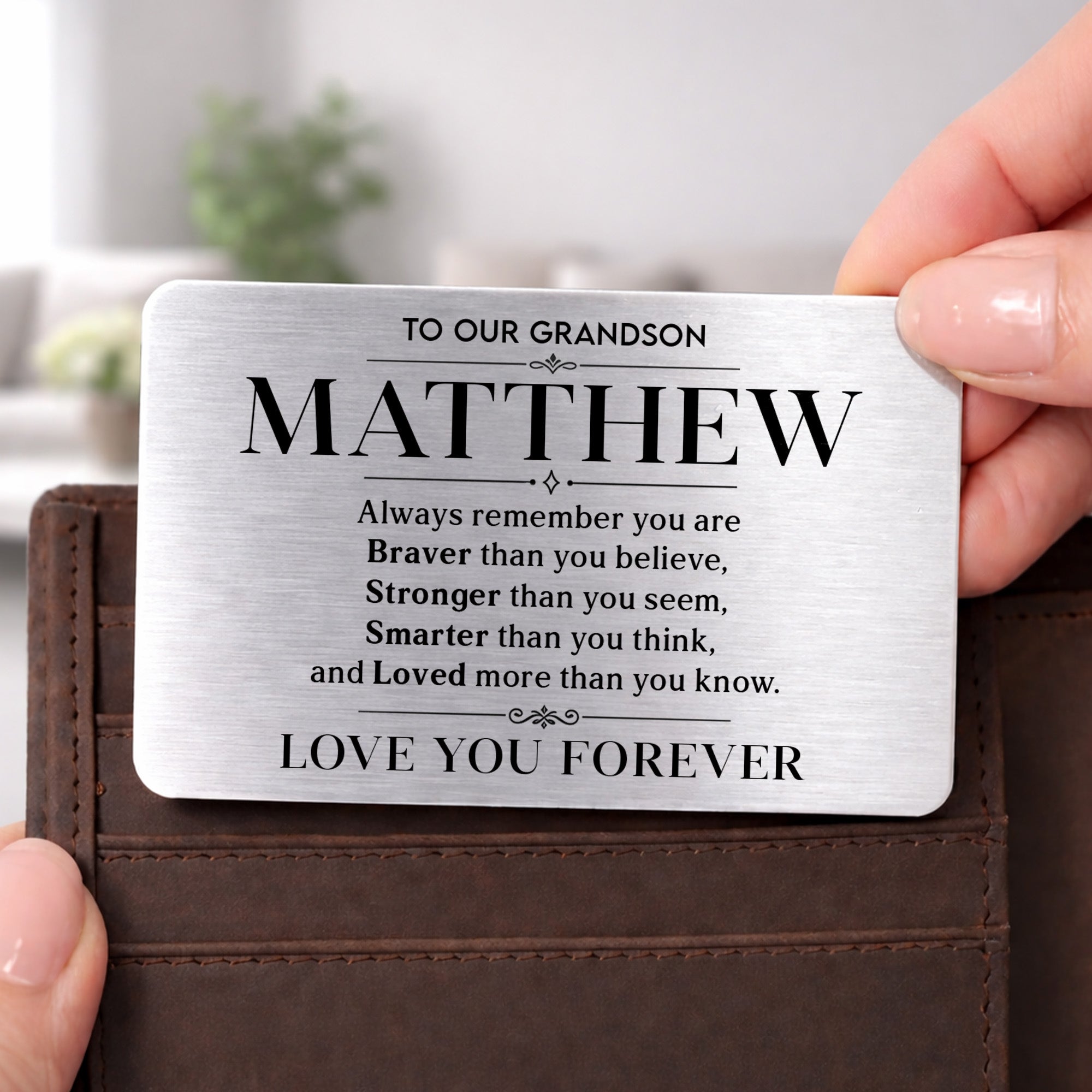 Personalized Aluminum Wallet Card Gift for Grandson Wallet Card GradoCreations