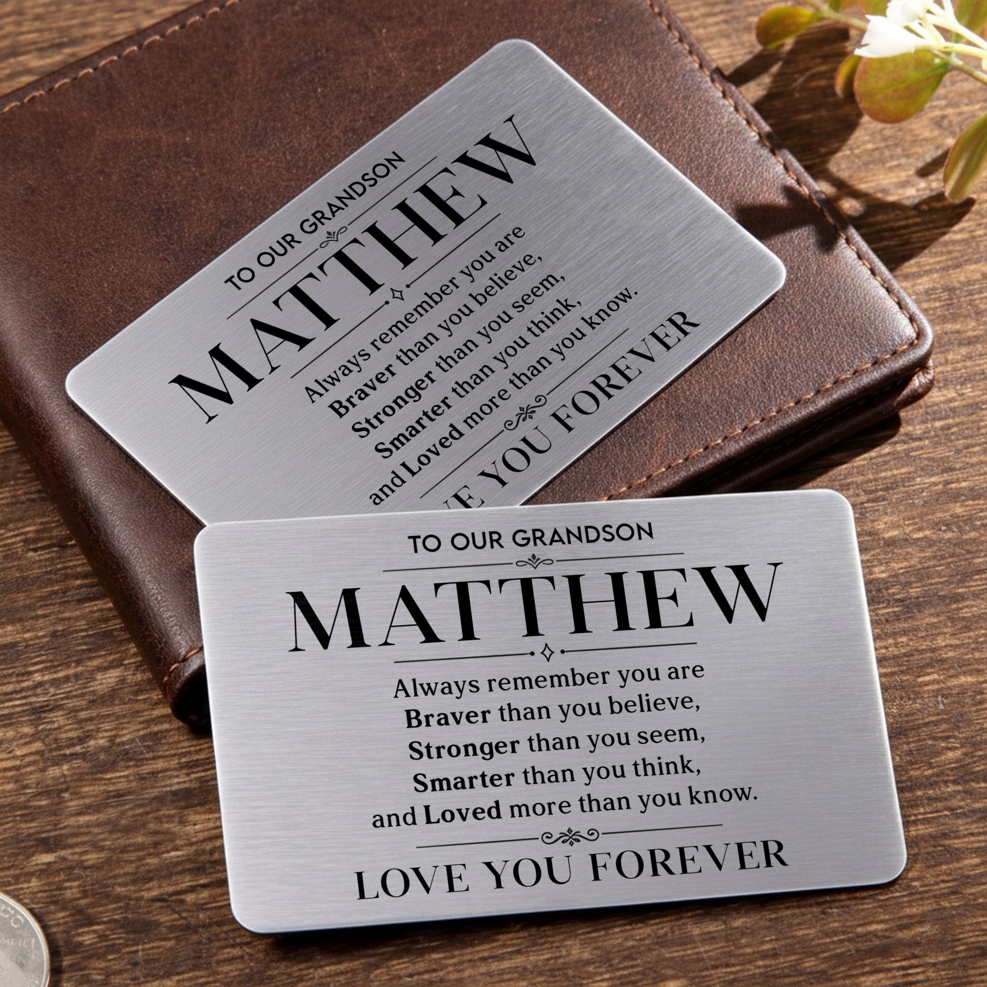 Personalized Aluminum Wallet Card Gift for Grandson Wallet Card GradoCreations