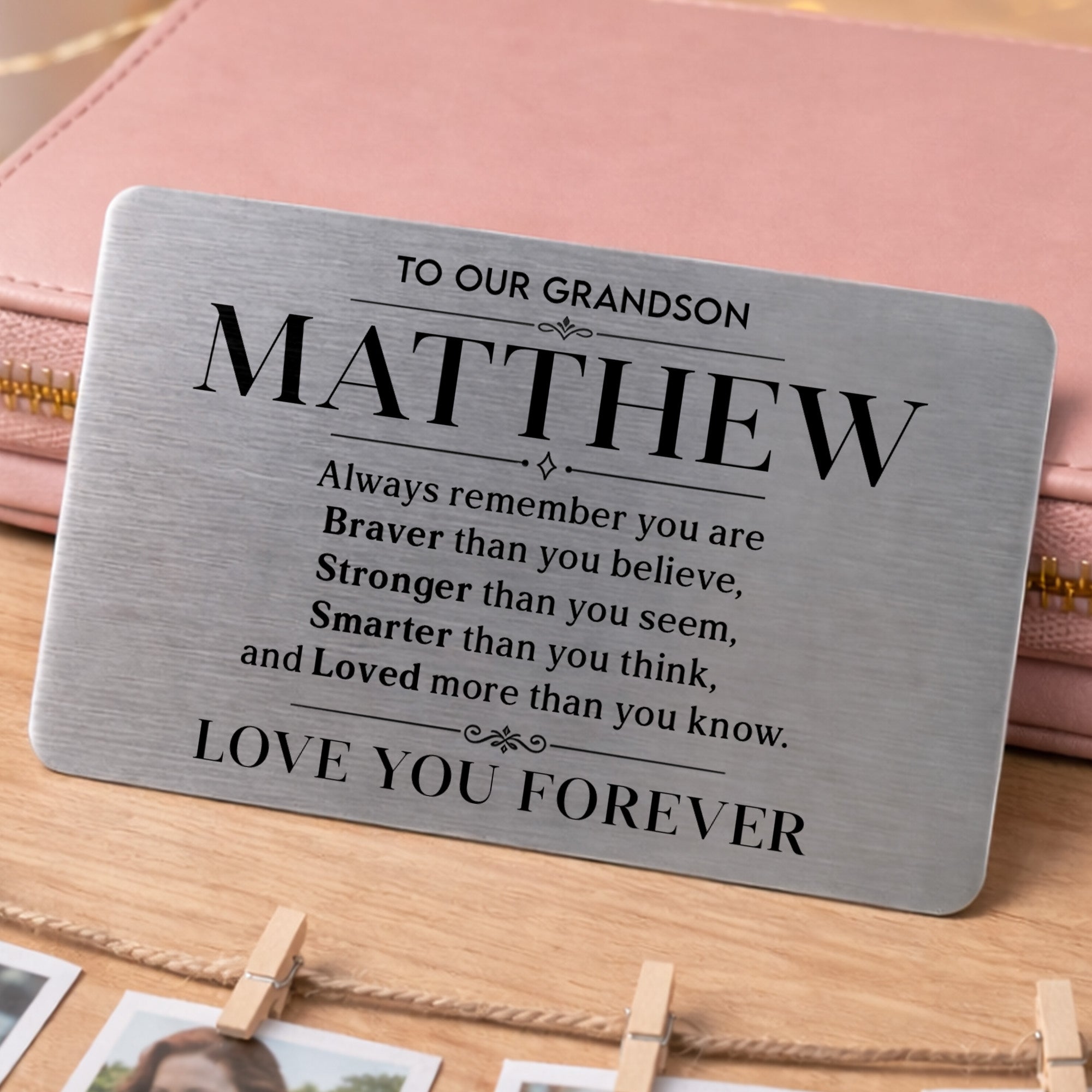 Personalized Aluminum Wallet Card Gift for Grandson Wallet Card GradoCreations