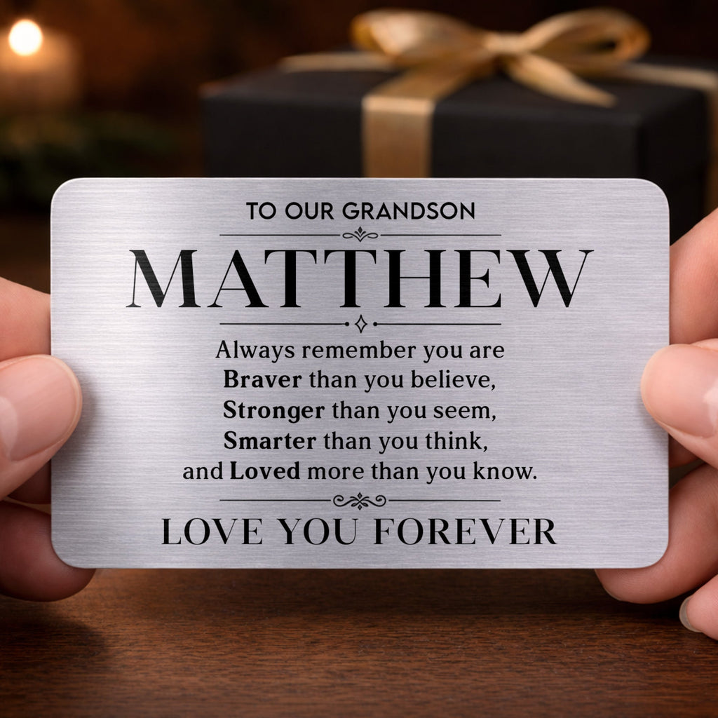 Personalized Aluminum Wallet Card Gift for Grandson Wallet Card GradoCreations