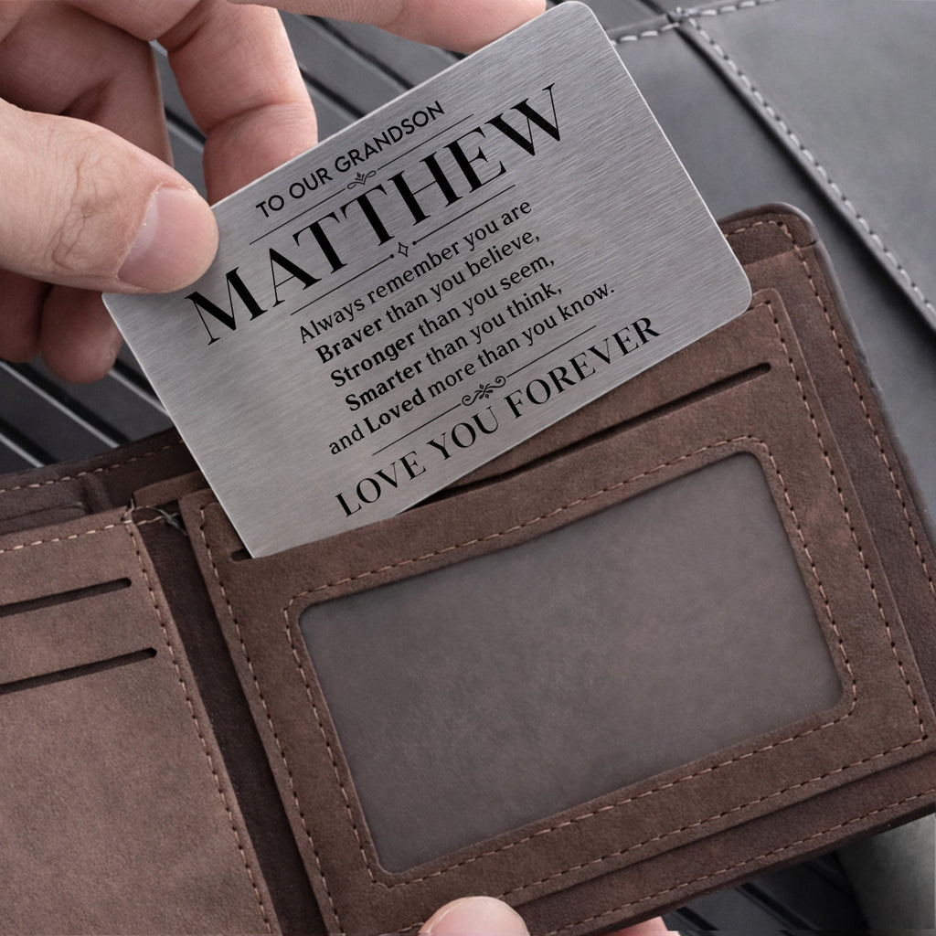 Personalized Aluminum Wallet Card Gift for Grandson Wallet Card GradoCreations