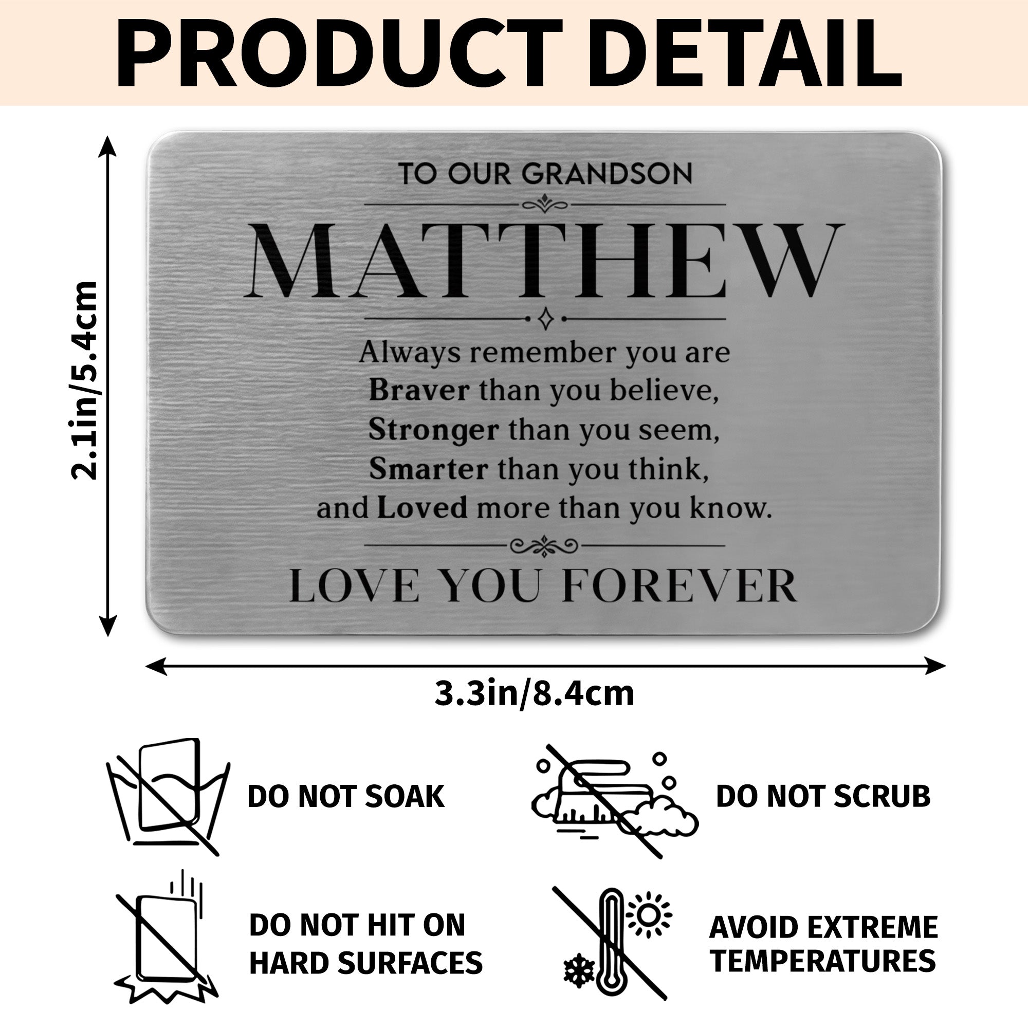 Personalized Aluminum Wallet Card Gift for Grandson Wallet Card GradoCreations