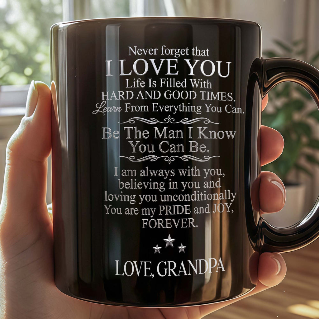 Personalized Black Mug with Fist Bump Design for Grandson Black Mug GradoCreations