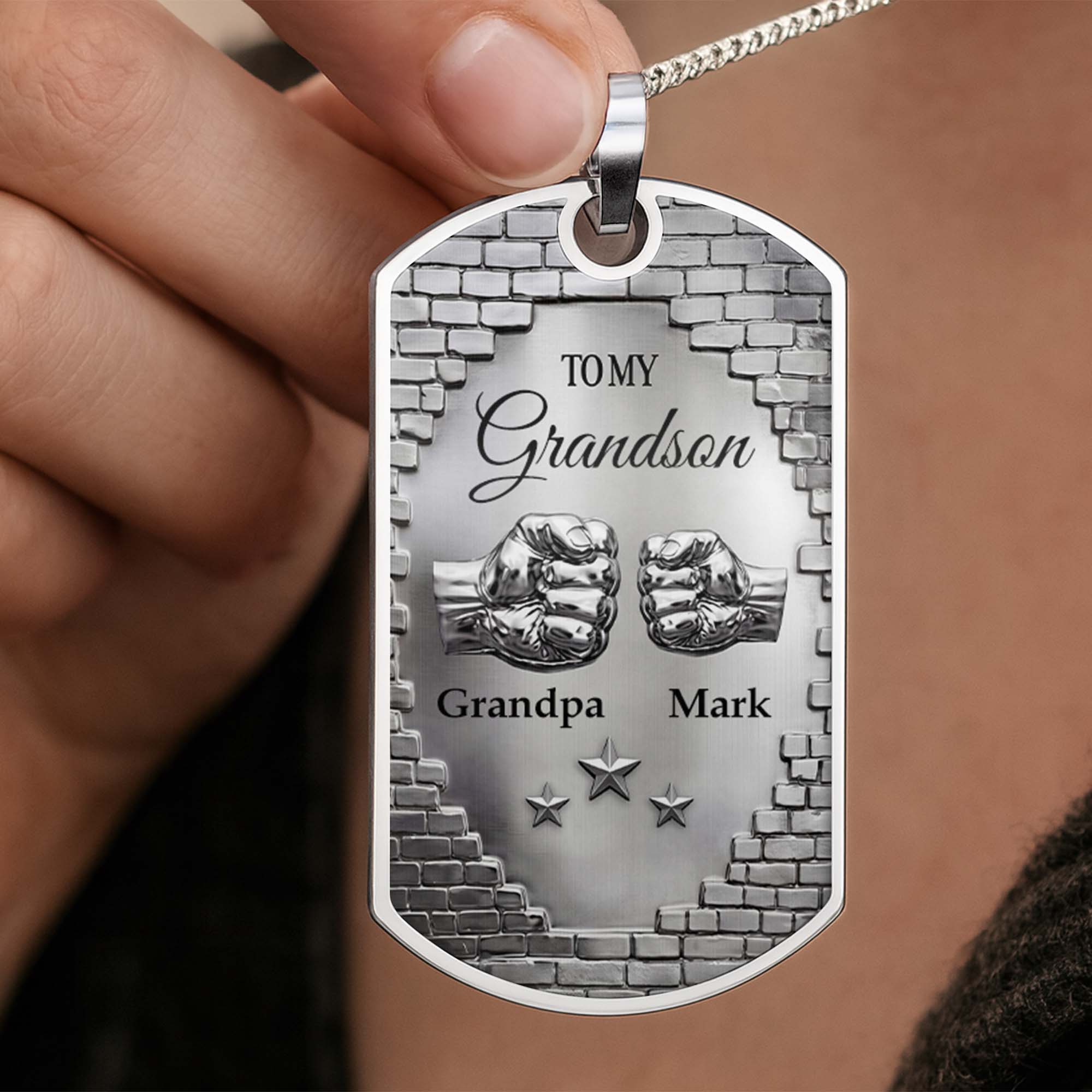 Personalized Dog Tag Necklace Custom Name for Grandson Gift Dog Tag Necklace GradoCreations