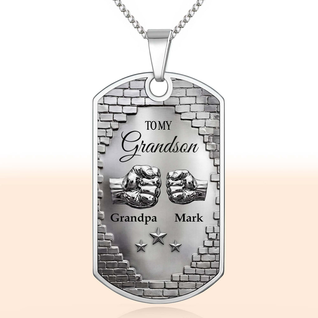 Personalized Dog Tag Necklace Custom Name for Grandson Gift Dog Tag Necklace GradoCreations