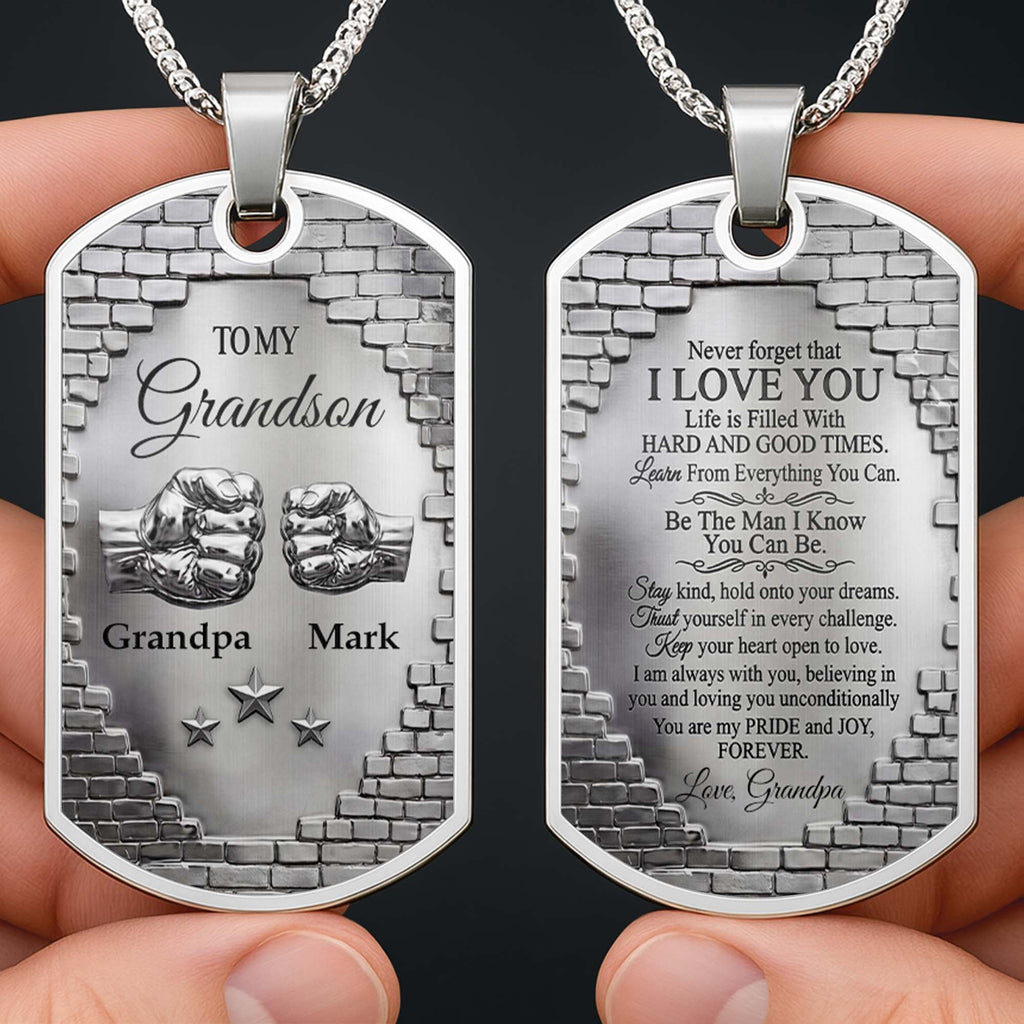 Personalized Dog Tag Necklace Custom Name for Grandson Gift Dog Tag Necklace GradoCreations