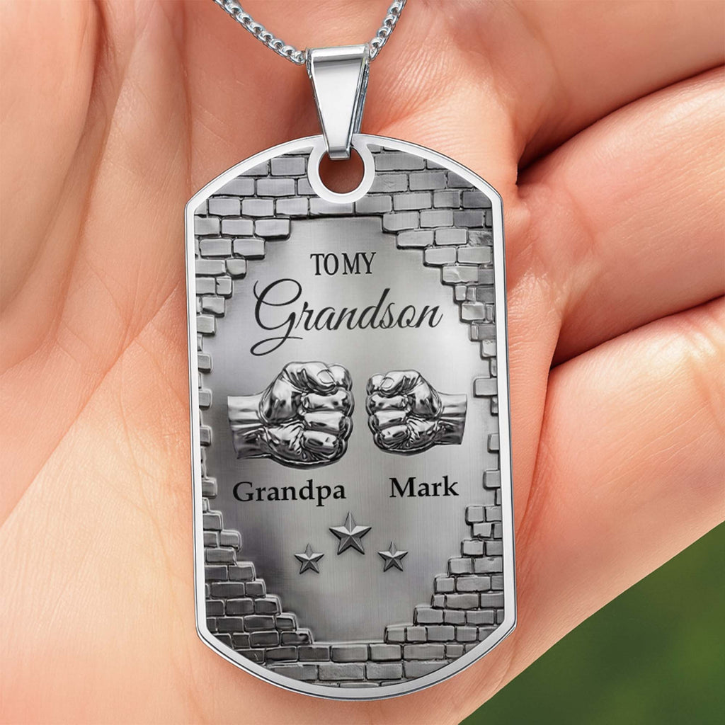 Personalized Dog Tag Necklace Custom Name for Grandson Gift Dog Tag Necklace GradoCreations