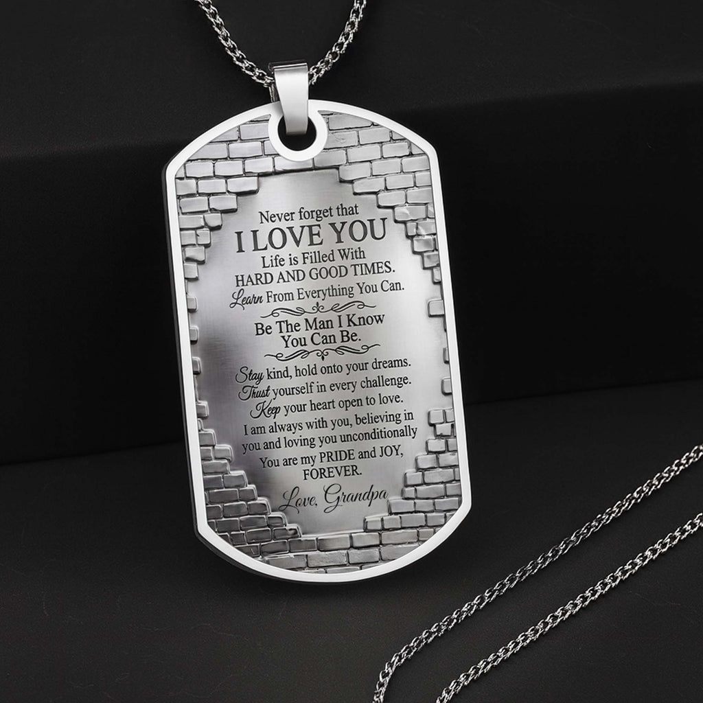 Personalized Dog Tag Necklace Custom Name for Grandson Gift Dog Tag Necklace GradoCreations
