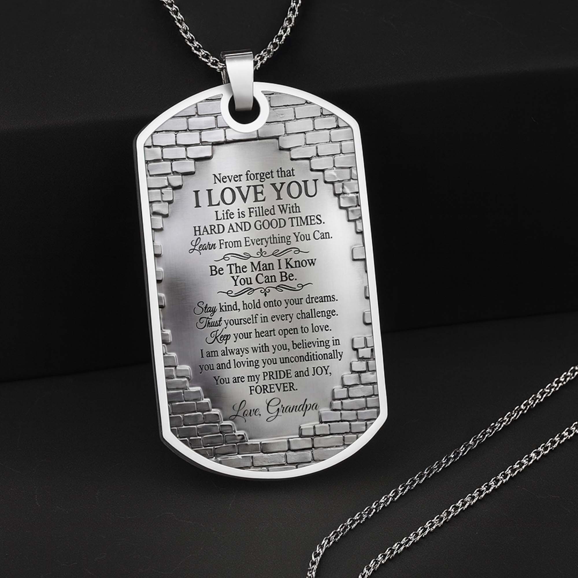 Personalized Dog Tag Necklace Custom Name for Grandson Gift Dog Tag Necklace GradoCreations