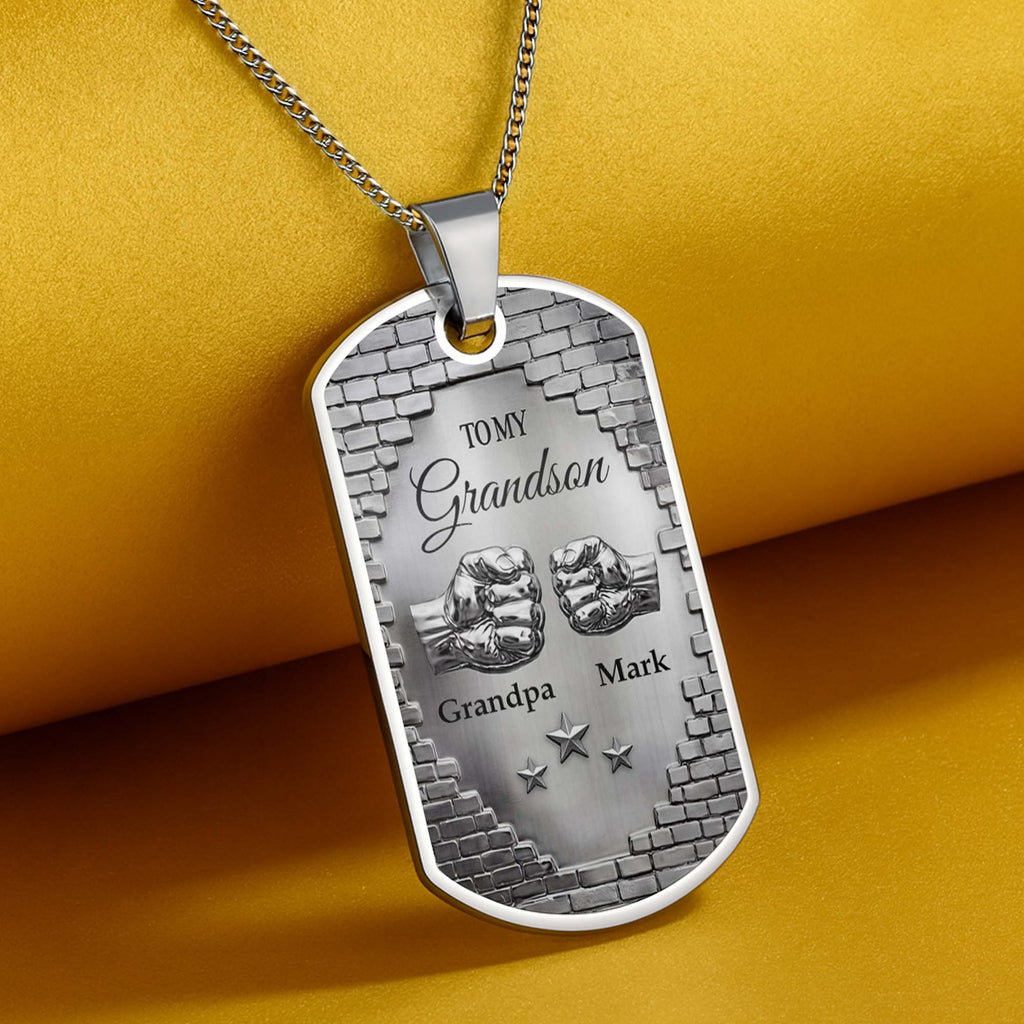 Personalized Dog Tag Necklace Custom Name for Grandson Gift Dog Tag Necklace GradoCreations