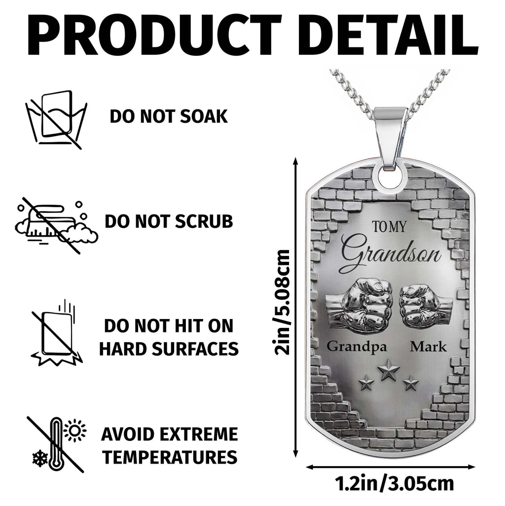 Personalized Dog Tag Necklace Custom Name for Grandson Gift Dog Tag Necklace GradoCreations