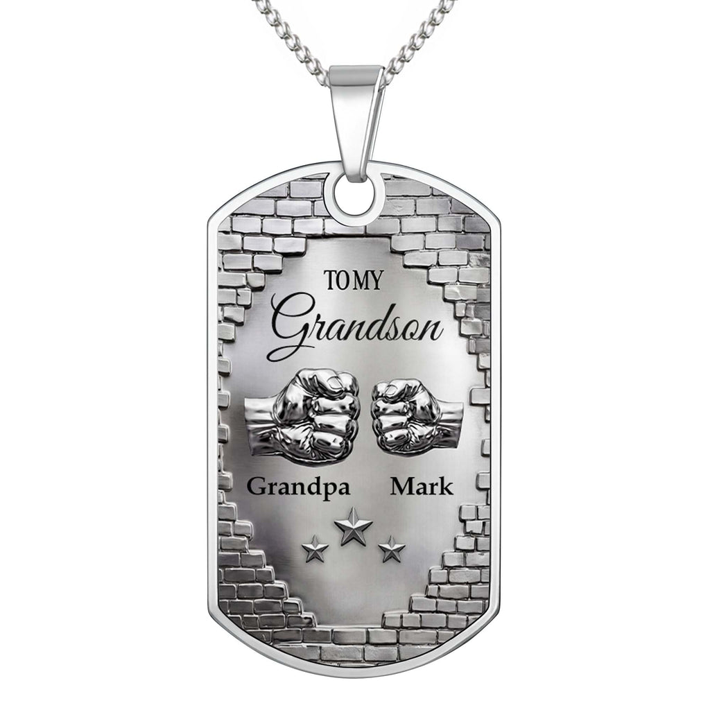 Personalized Dog Tag Necklace Custom Name for Grandson Gift Dog Tag Necklace GradoCreations