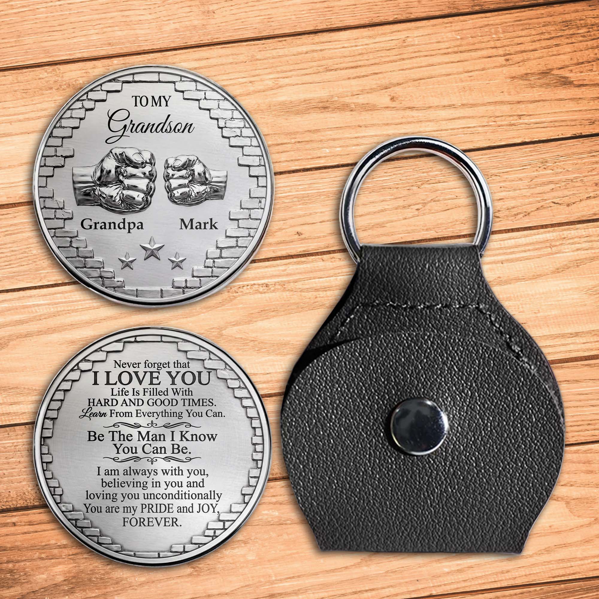 Personalized Custom Pocket Hug for Grandson with Message Pocket Hug GradoCreations