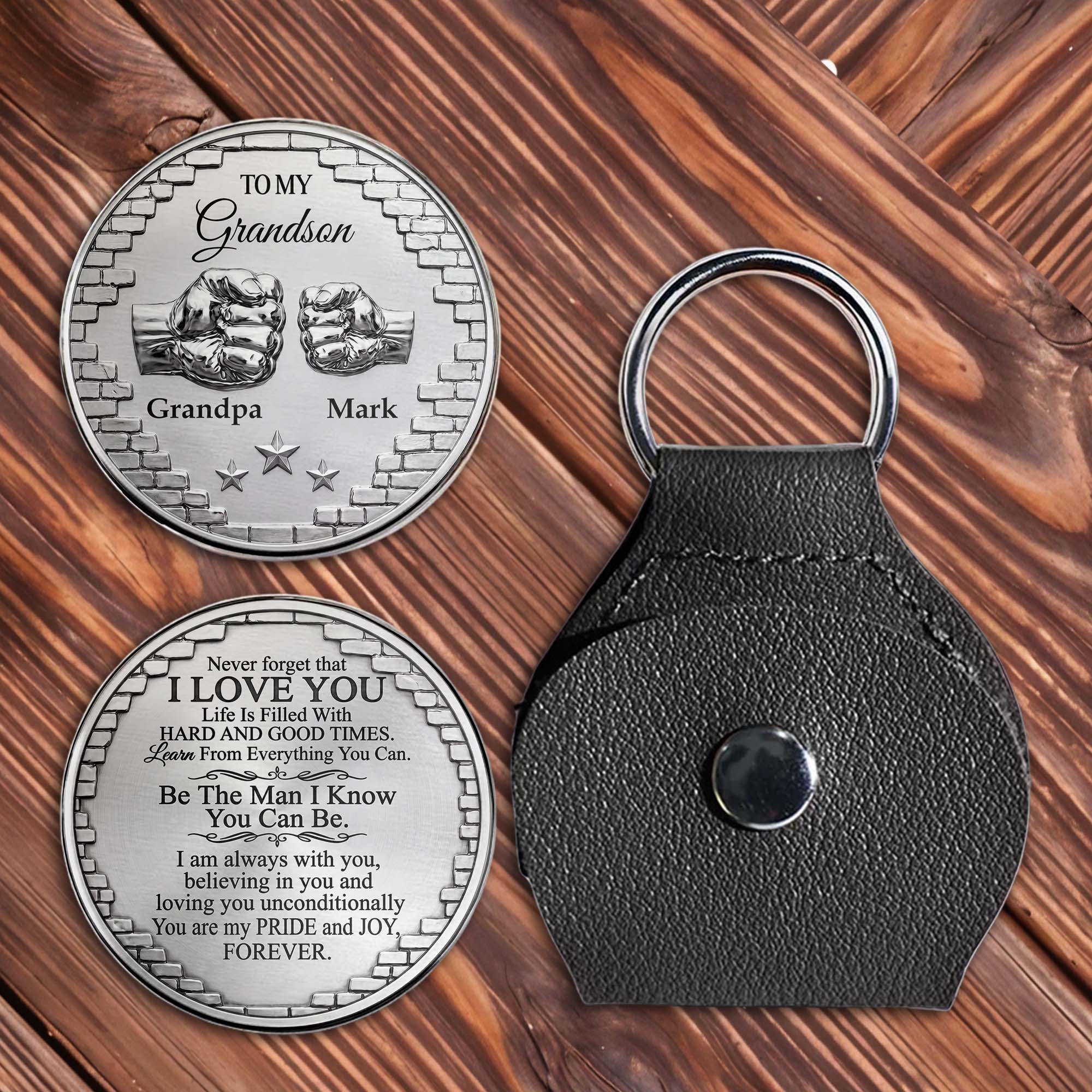 Personalized Custom Pocket Hug for Grandson with Message Pocket Hug GradoCreations