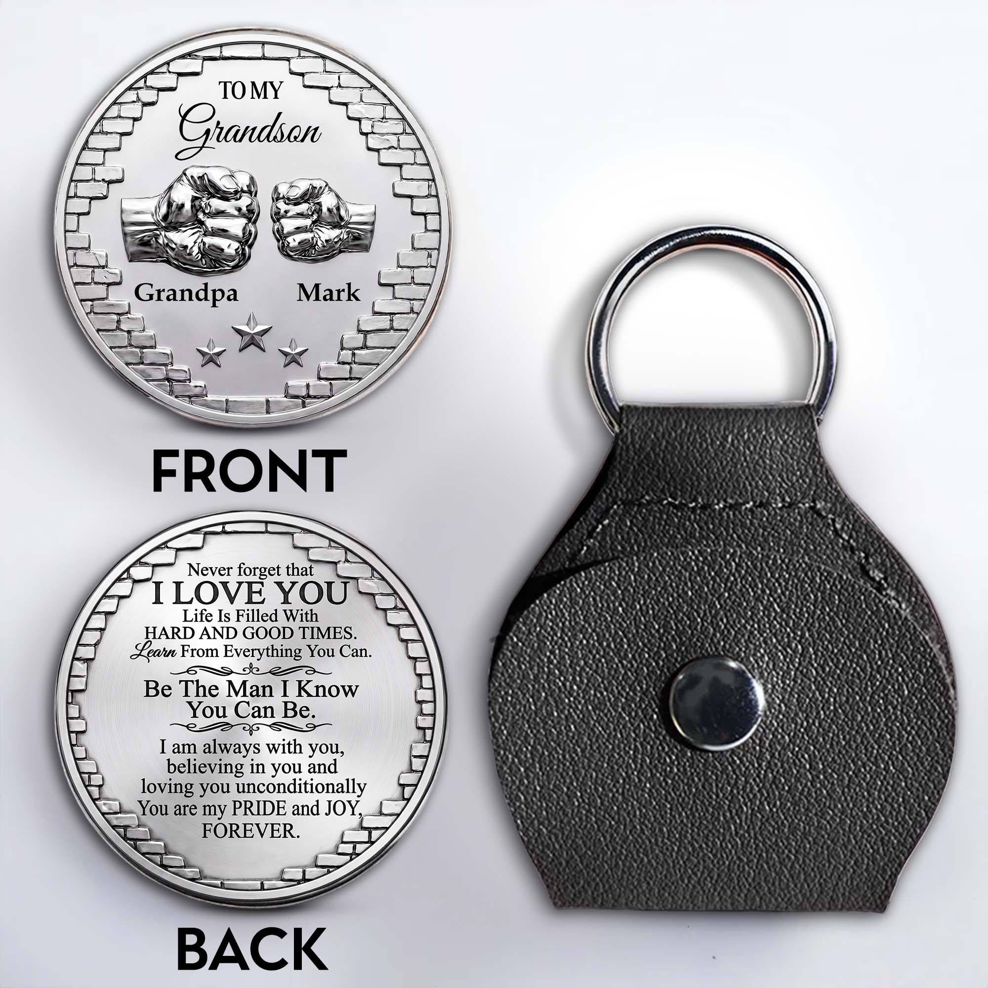 Personalized Custom Pocket Hug for Grandson with Message Pocket Hug GradoCreations