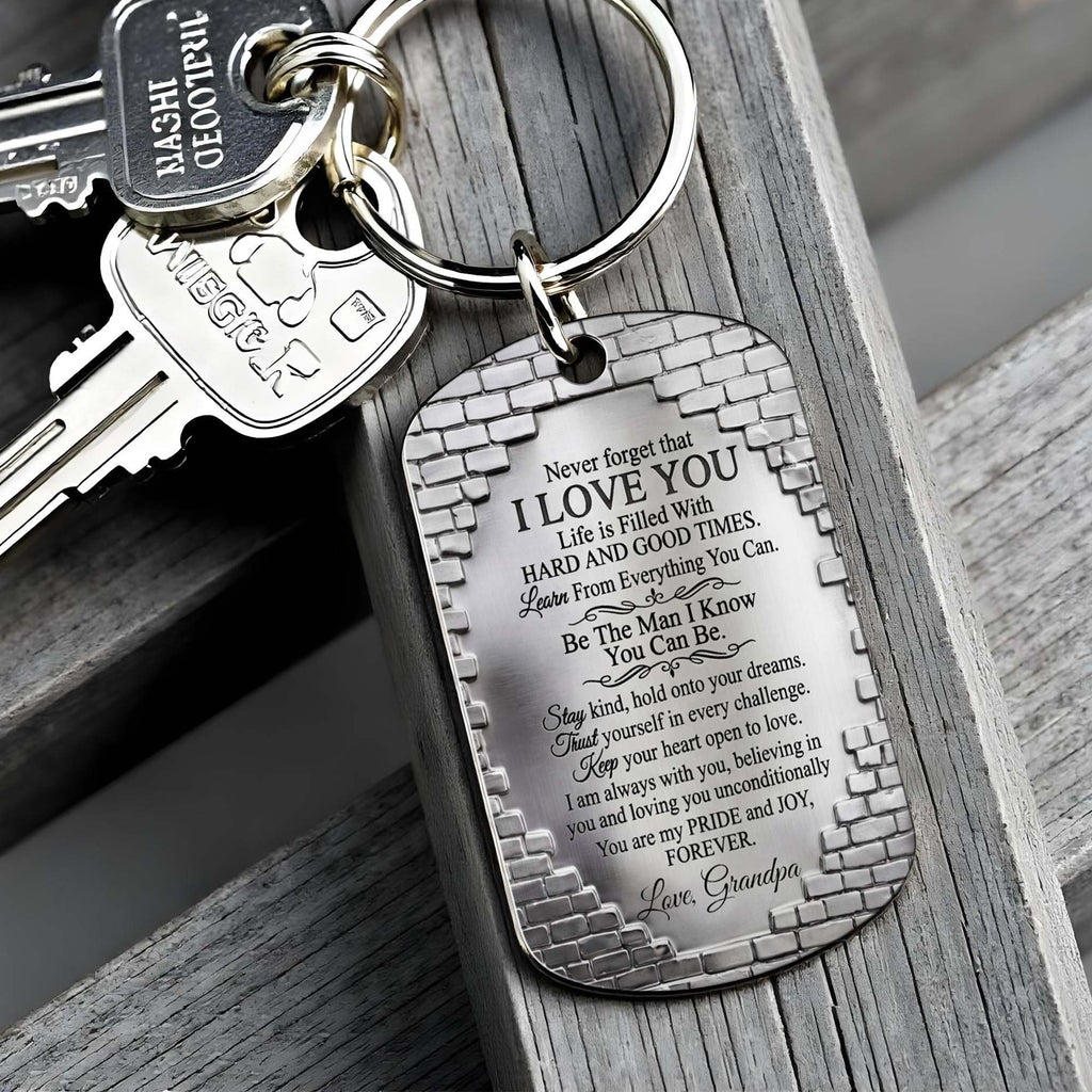 Personalized Stainless Steel Keychain for Grandson Gift Idea Stainless Steel Keychain GradoCreations