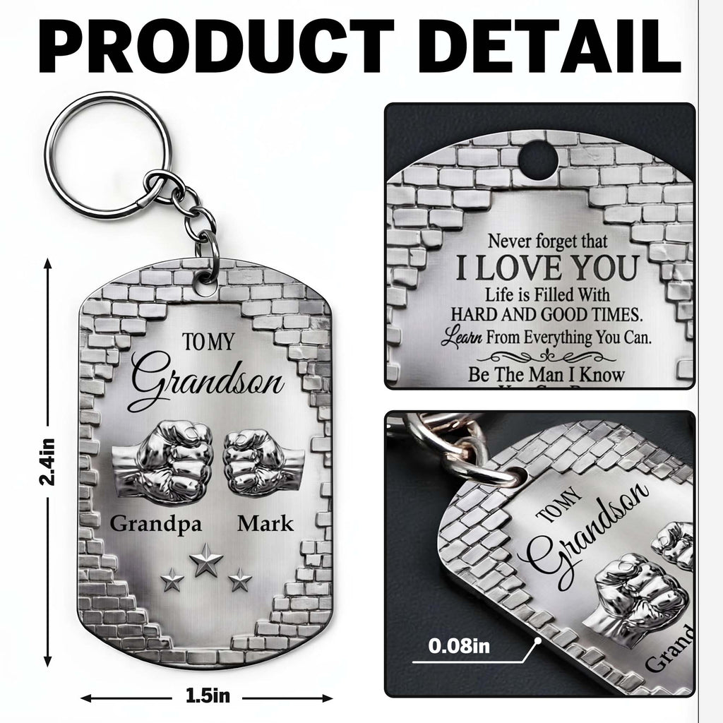 Personalized Stainless Steel Keychain for Grandson Gift Idea Stainless Steel Keychain GradoCreations
